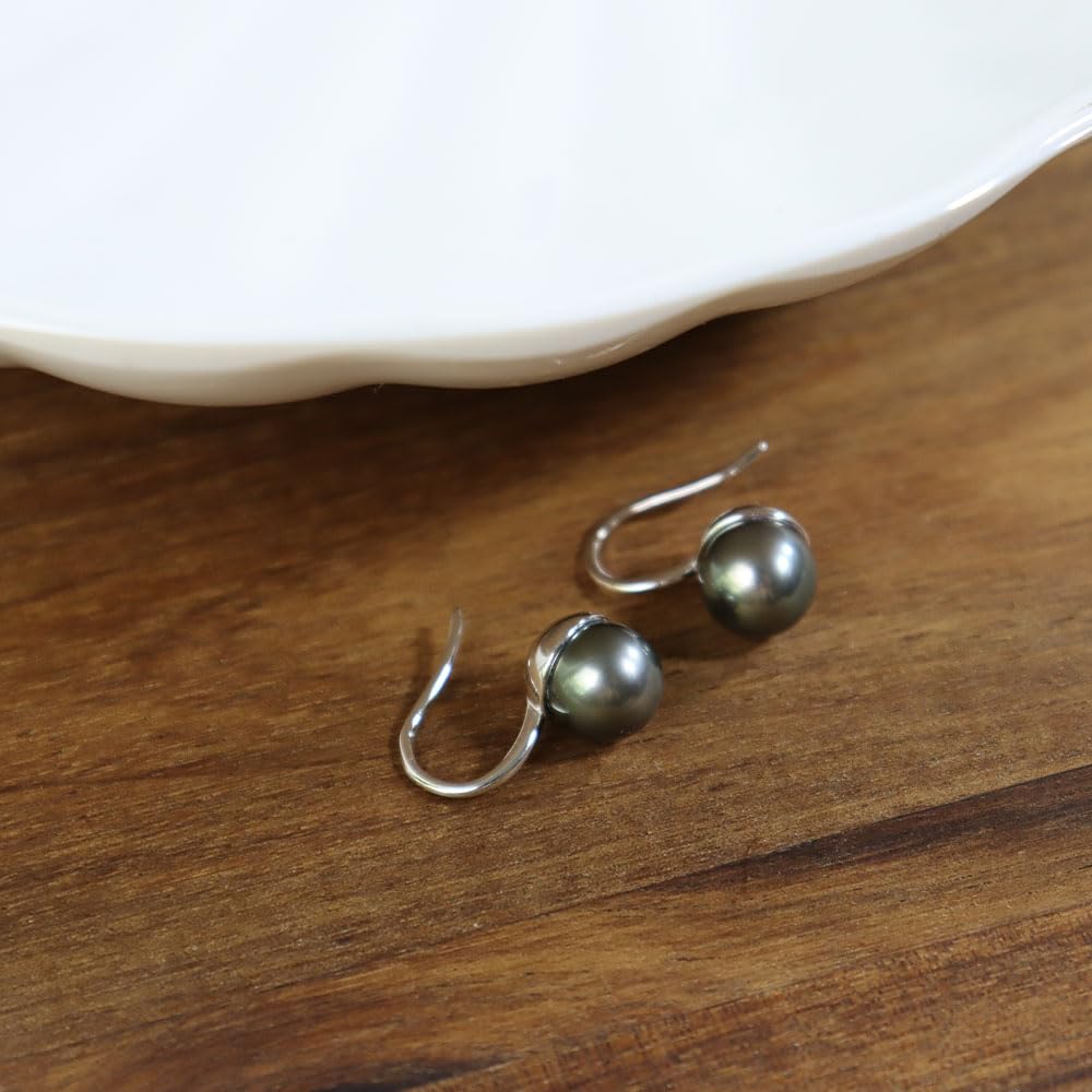 Tahitian Black & Freshwater Cultured Pearl Earrings for Women - 18K Gold Plated Sterling Silver Dangle Earrings - Perfect Gift for Wife, Mom, Her on Mother's Day, Valentine's Day, Christmas, Wedding, Birthday & Anniversary - Elegant Fine Jewelry for Special Occasions & Everyday Wear
