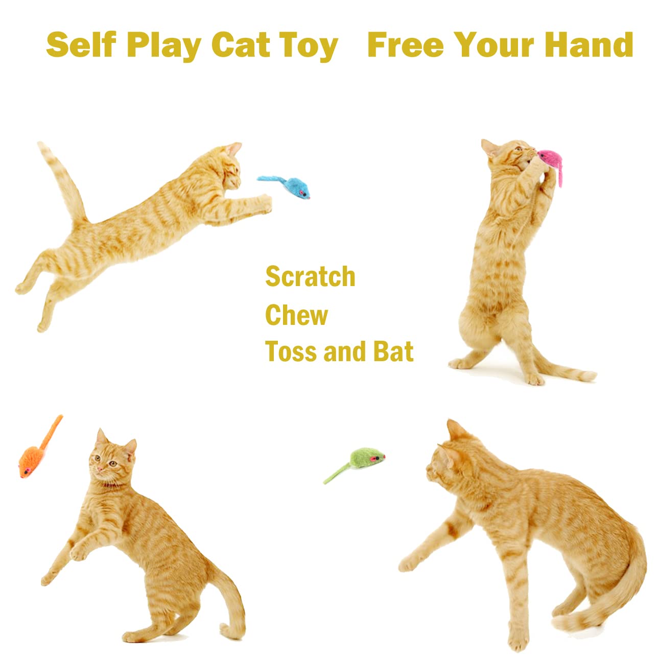 12PCS Realistic Faux Fur Cat Mouse Toys with Catnip & Rattle Sound - 5.5
