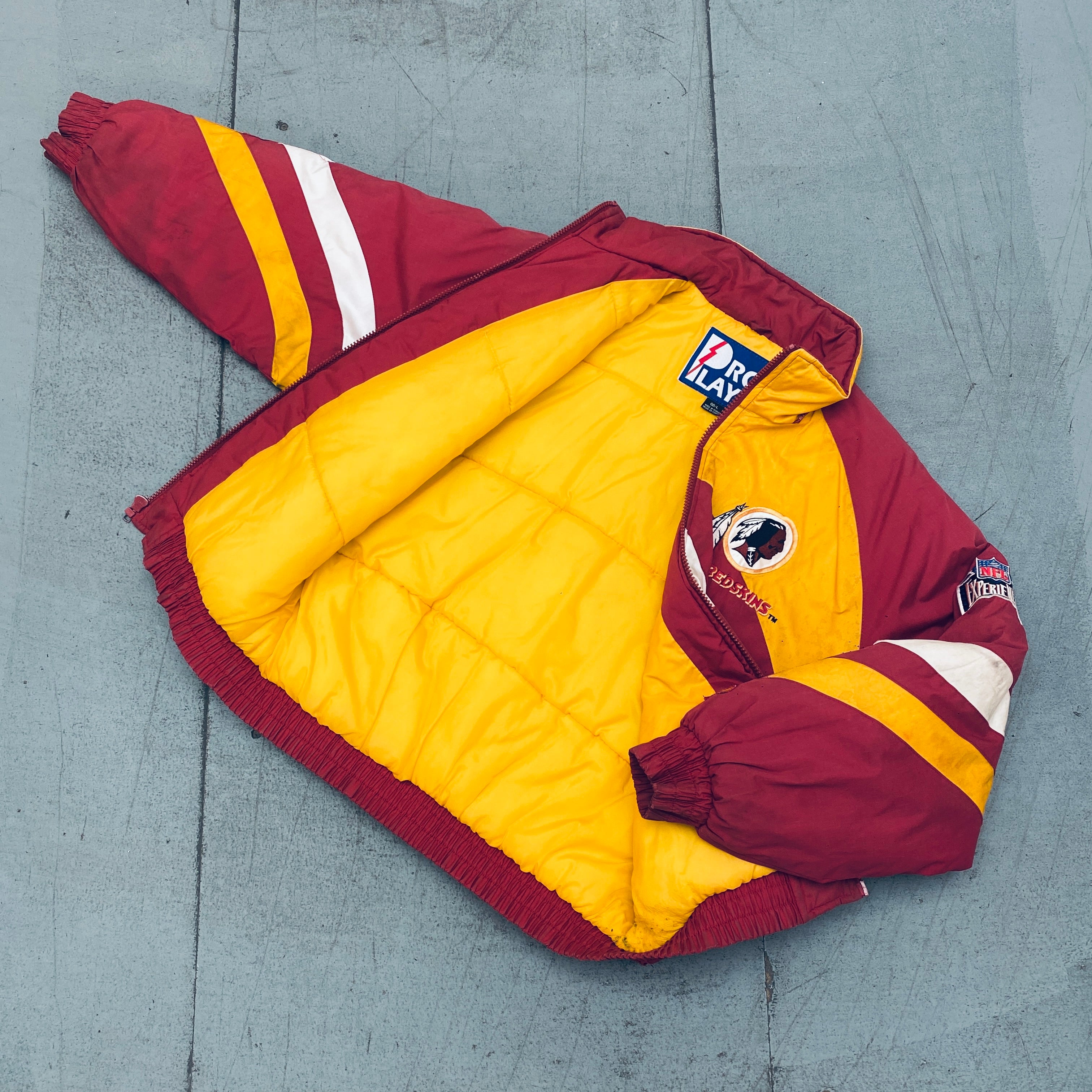 Washington Redskins 1990s Vintage NFL Jacket - Pro Player Reverse Spellout Full Zip Hoodie (Large) | Retro Football Fan Gear for Game Day & Casual Wear