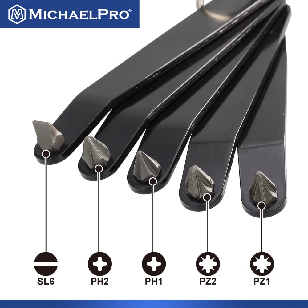MichaelPro 5-Piece Ultra Low Profile Offset Screwdriver Set - Slim Angled Screwdrivers for Tight Spaces (Phillips/Slotted/Pozi) | MP002028 | Perfect for Electronics Repair, Automotive Work & DIY Projects
