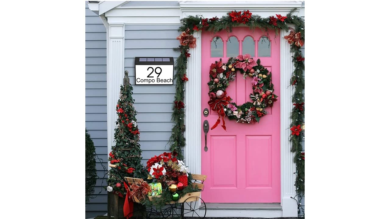 Custom Solar House Numbers for Outdoor Address Signs - Waterproof Black Solar Address Plaque with 2 Stakes | Perfect for Driveway, Mailbox & Front Yard House Number Display