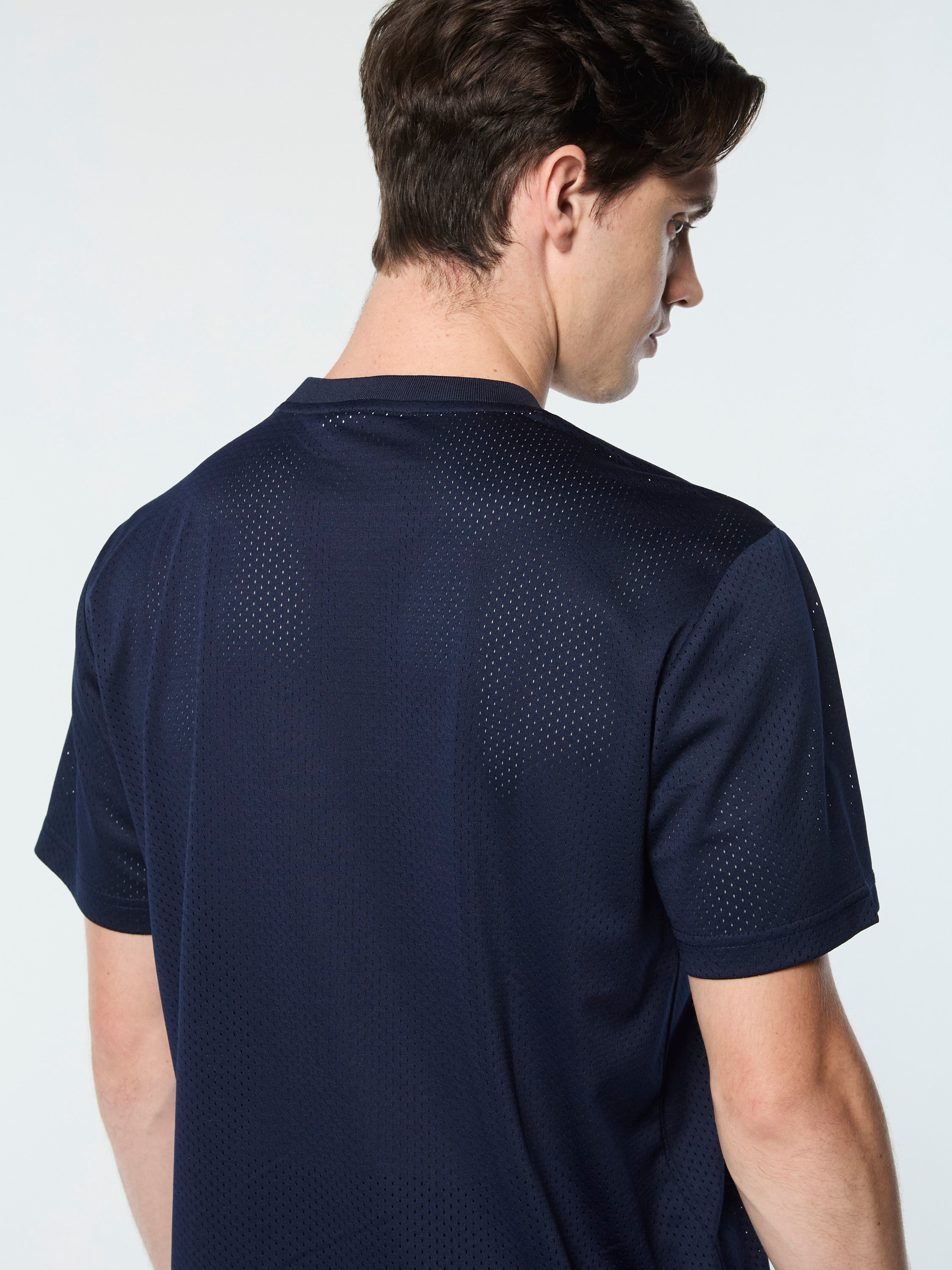Giacomo Men's Mesh T-Shirt - Breathable Quick-Dry Performance Shirt in Maritime Blue & Gray for Gym, Running & Outdoor Activities