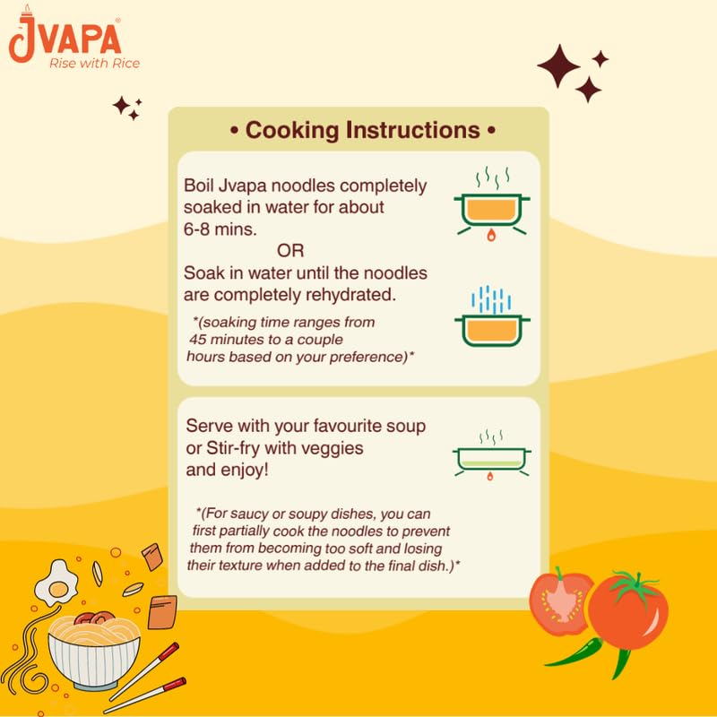 Jvapa Rice Noodles 400g - 100% Natural Gluten Free Rice Noodles, Cholesterol Free & Fat Free (Pack of 1) | Perfect for Stir Fry, Soup & Asian Cuisine