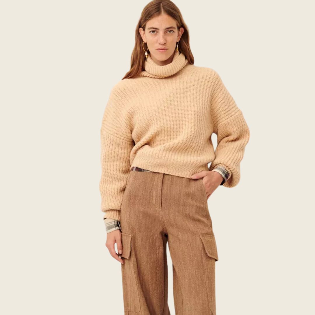 Balasana Jumper (Oat Milk) - Soft & Stylish Women's Knit Sweater for Yoga, Lounge & Casual Wear | Comfortable Pullover for Fall & Winter Seasons