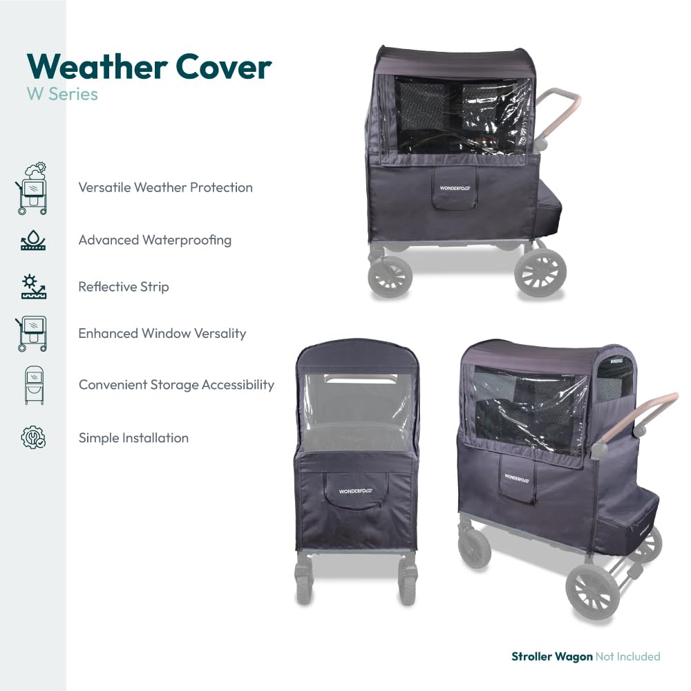 WONDERFOLD W4 Elite/Luxe Collapsible Wagon Stroller Weather Cover - Waterproof Rain Protection with Easy Installation | Perfect for Outdoor Adventures, Beach Trips & Family Outings