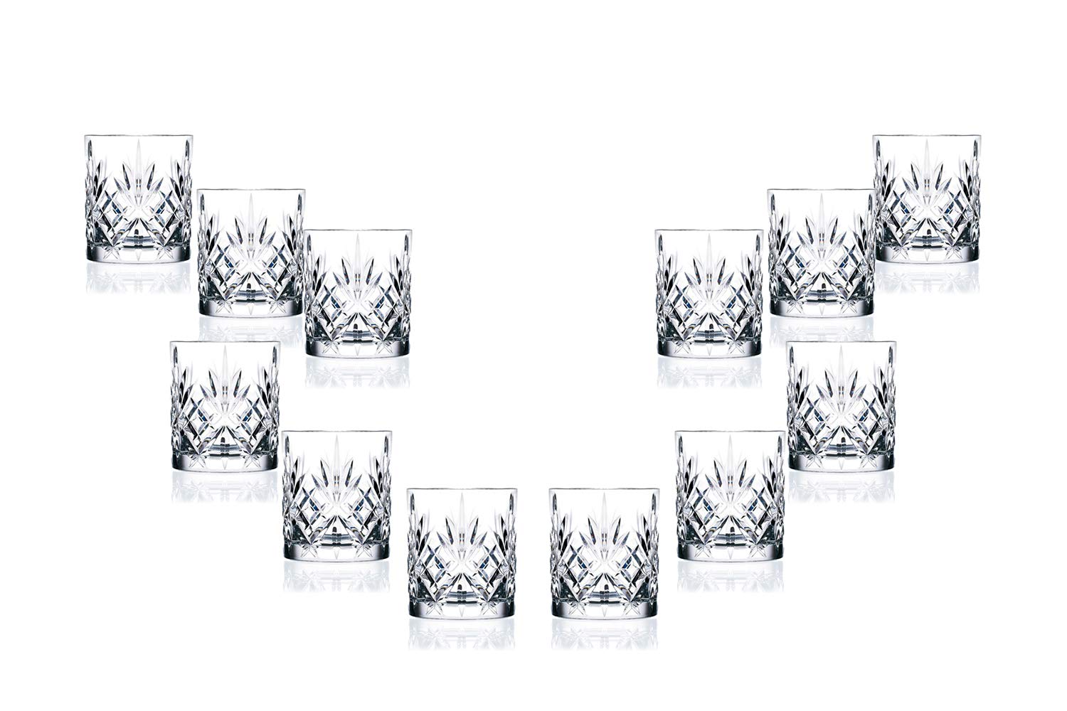 Melodia DOF Stemless Wine Glasses 10.5 Oz - Premium Crystal Cut Party Glassware Set of 12 - Perfect for Wedding, Anniversary, Cocktail Parties & Home Entertaining
