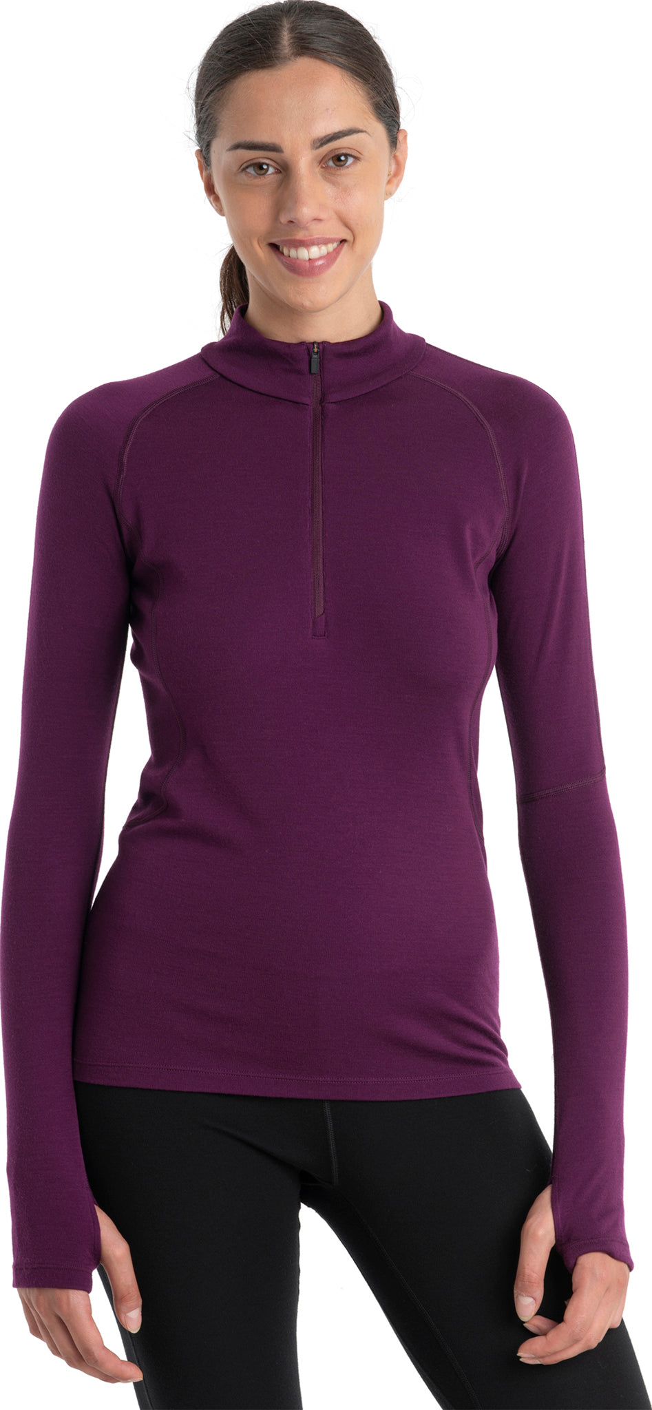 300 MerinoFine Polar Long Sleeve Half Zip Thermal Top for Women - Warm Winter Base Layer for Skiing, Hiking & Outdoor Activities