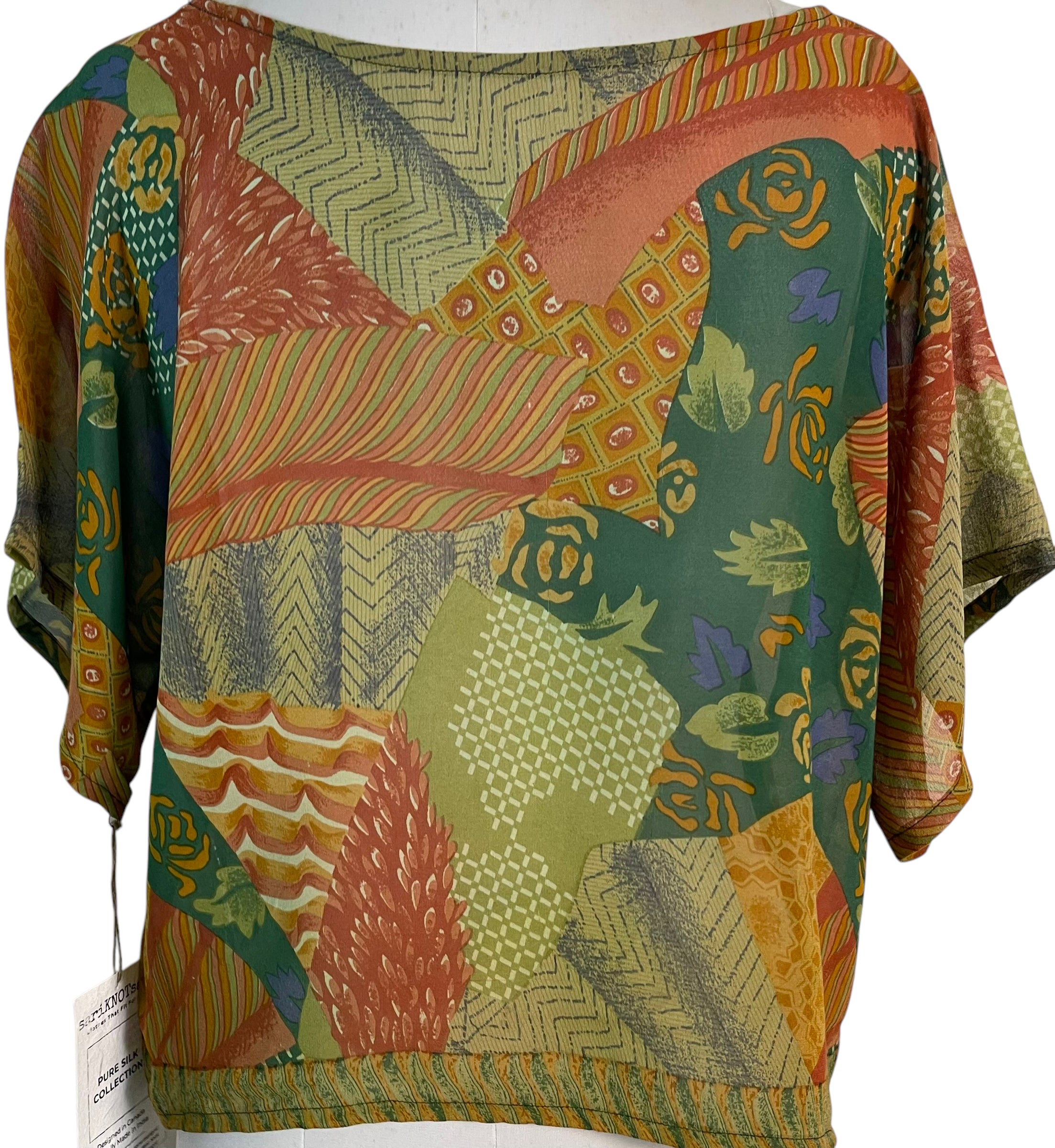 PRG6135 Women's Sheer Avatar Pure Silk Boxy Top - Elegant Blouse for Casual Wear, Office Outfits & Special Occasions
