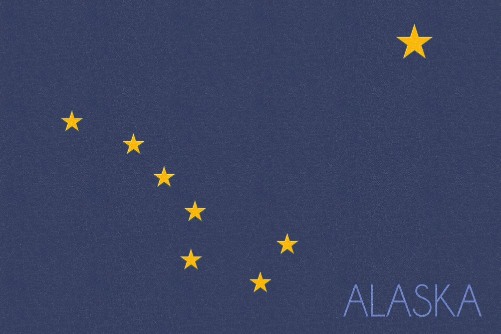 Alaska State Flag Letterpress Print - 16x24 Gallery Quality Metal Wall Art, Aluminum Home Decor for Living Room, Office & Outdoor Spaces