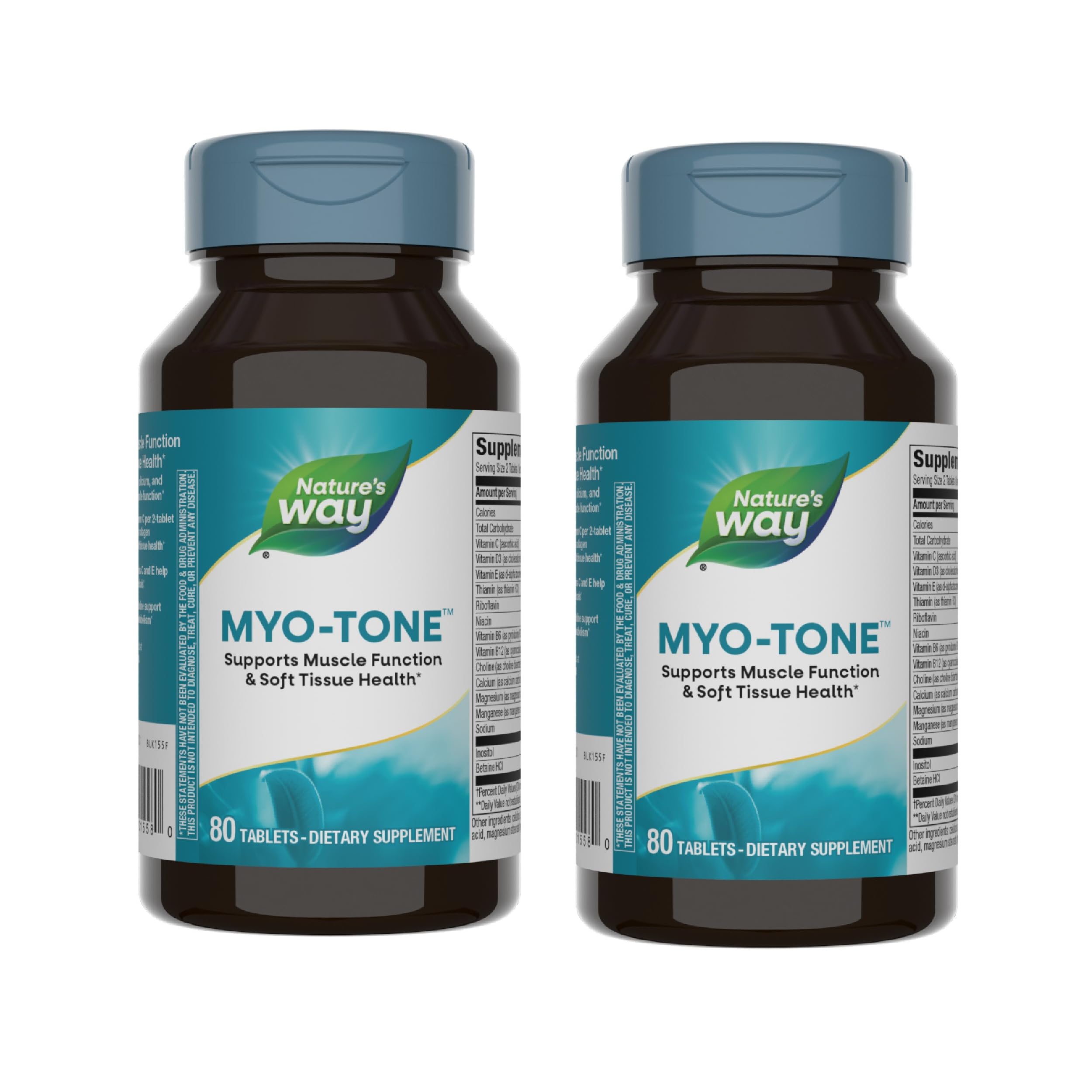 Nature's Way Myo-Tone Supplement for Muscle Function & Soft Tissue Support - with Magnesium, Vitamins & B Vitamins - Gluten Free & Vegetarian Formula - 80 Tablets (2 Pack) - Ideal for Athletes, Fitness Enthusiasts & Active Lifestyles