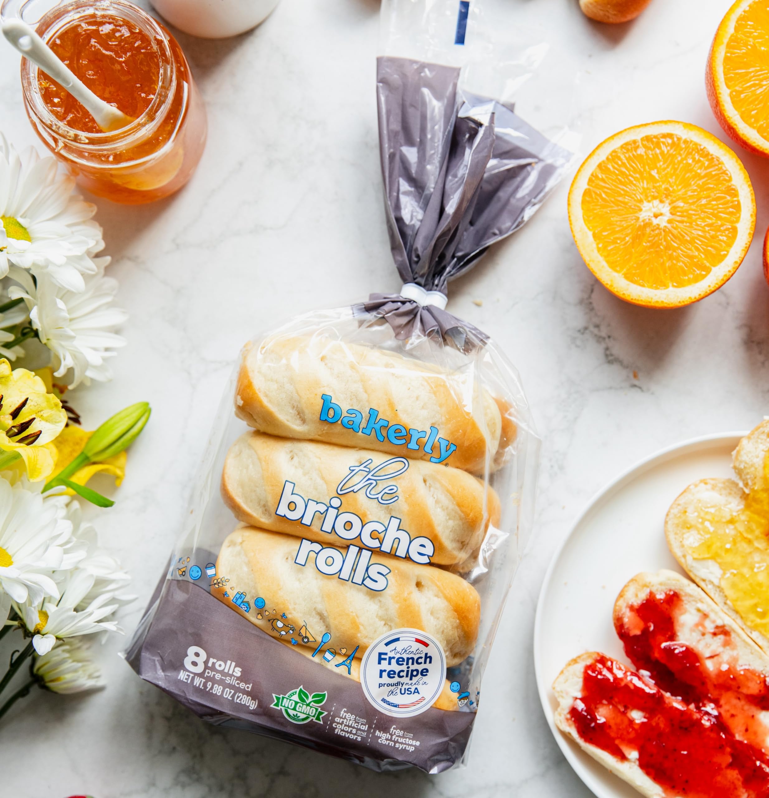 Bakerly Brioche Rolls - Pack of 4 (32 Count) | Soft & Buttery French Pastries | Perfect for Breakfast, Sandwiches & Holiday Gatherings
