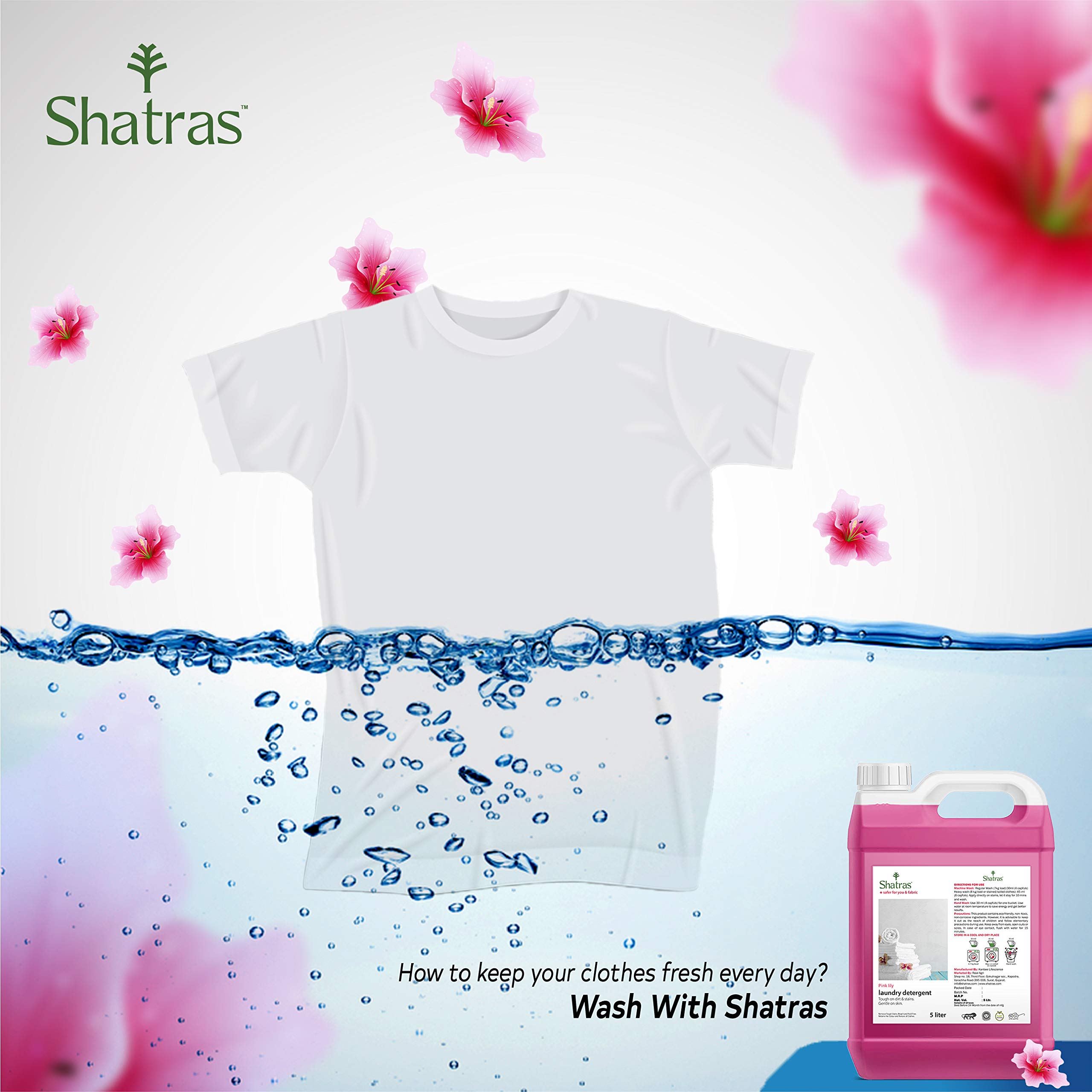 Shatras Natural Liquid Laundry Detergent - Hypoallergenic, Baby-Safe, Eco-Friendly with Fabric Conditioner - 5L for All Washing Machines (HE Compatible) - Perfect for Families, Sensitive Skin & Eco-Conscious Homes