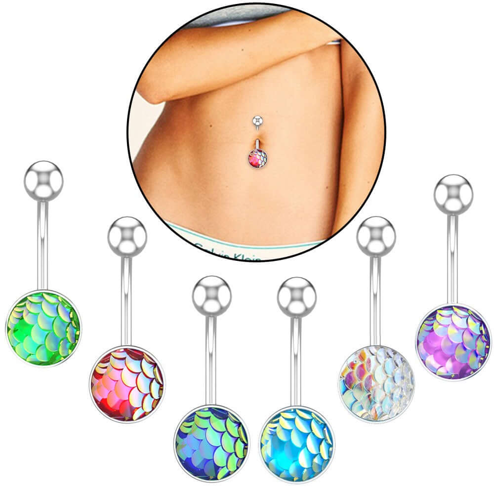 Creative Fish Scale Navel Nail Ring - WH2131 | Belly Button Jewelry for Women | Perfect for Piercing, Parties & Beach Fashion