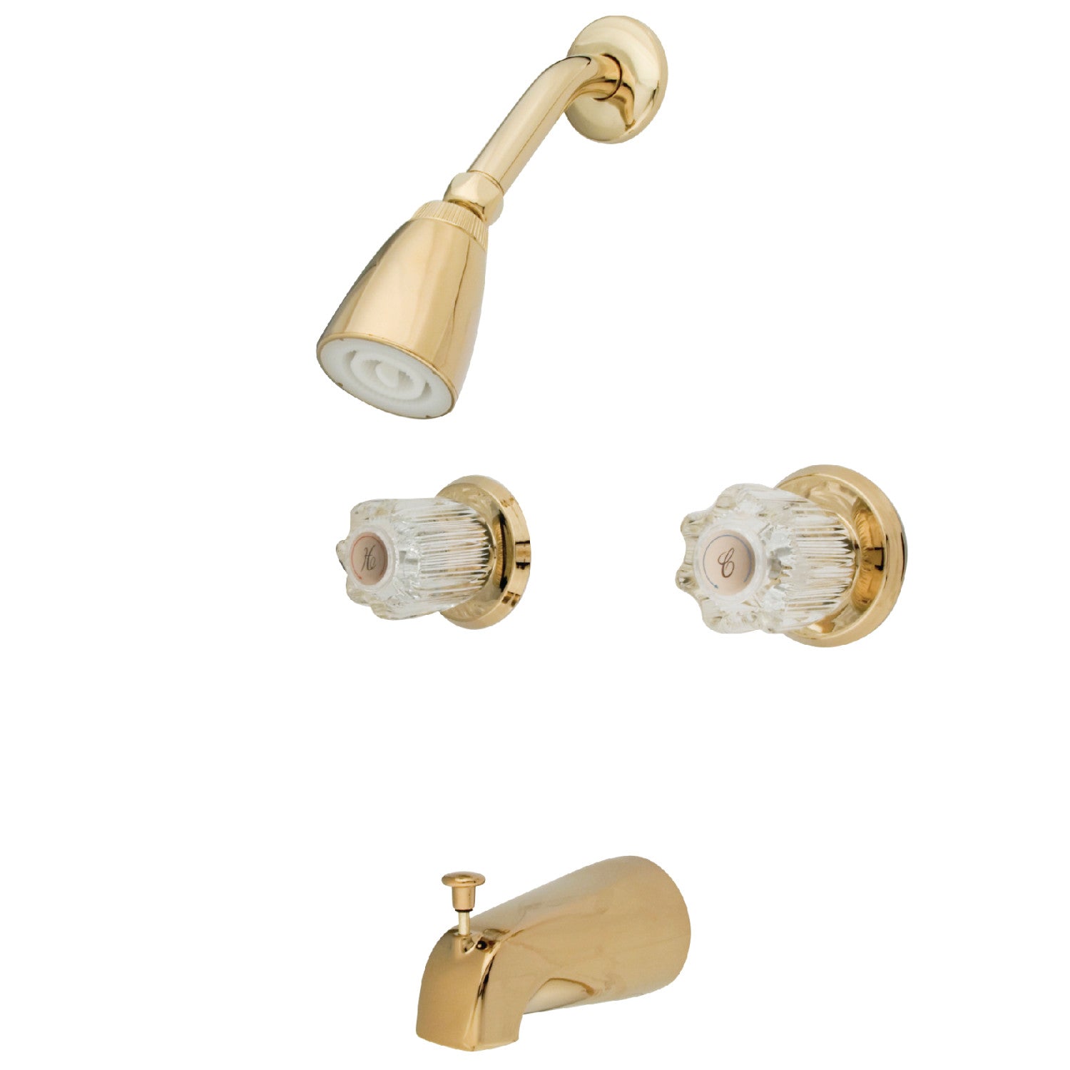 Americana KB142 Double Handle Tub and Shower Faucet in Polished Brass - Vintage Style Bathroom Fixture for Classic & Modern Homes