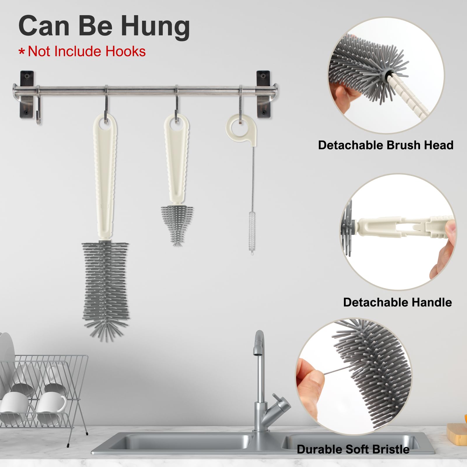6-in-1 Baby Bottle Brush Set with Drying Rack & Storage - Home & Travel Essentials