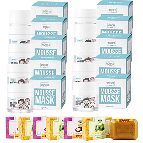 TGS Brightening 15G Mini Mask Mousse for Natural Radiant Skin - Pack of 10 with Free Tomato Facial Mask | Wake Up Bounce & Glow for Fresh Morning Skincare Routine