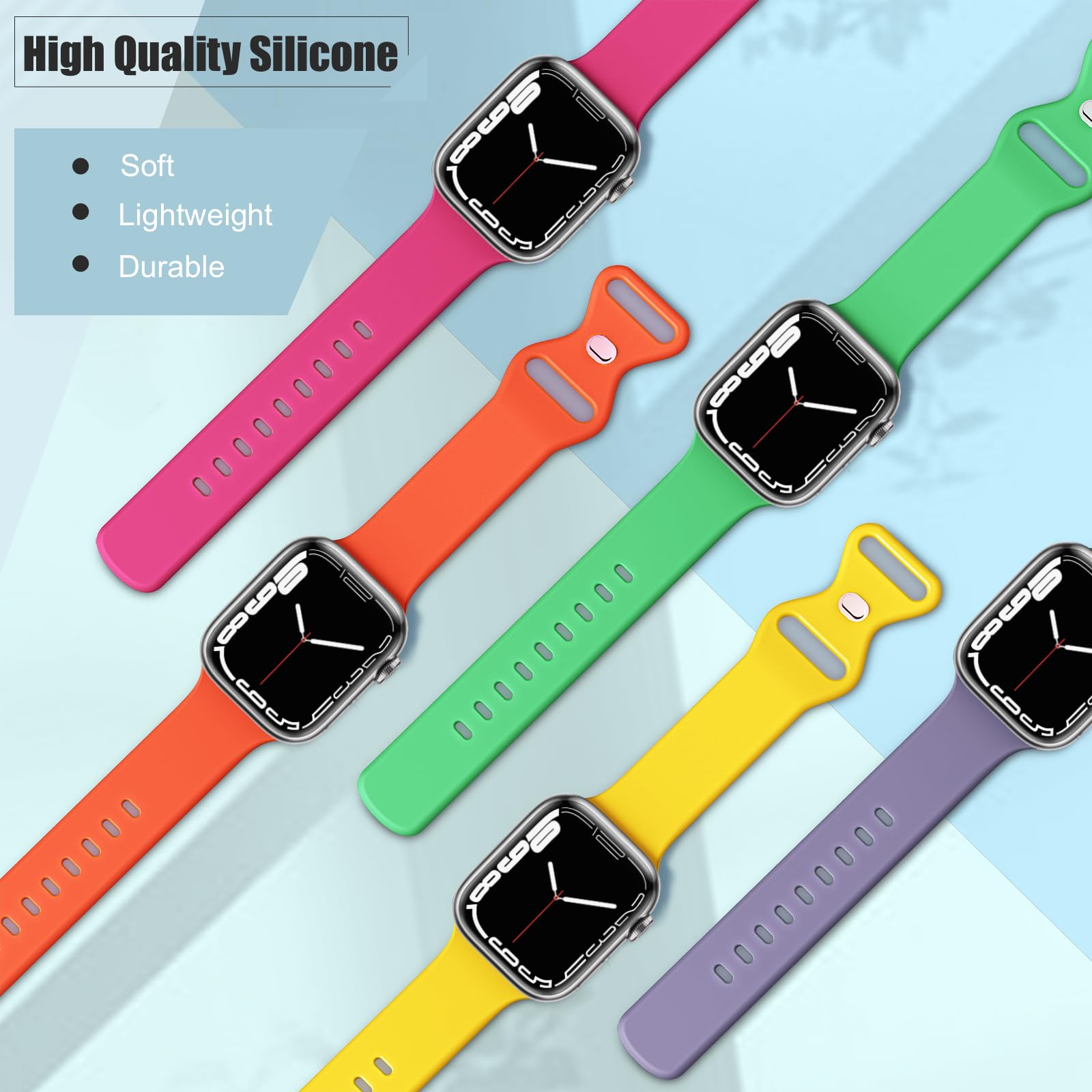 [5 Pack] STG Soft Silicone Sport Watch Band for Apple Watch 38mm 40mm 41mm 42mm 44mm 45mm 49mm - Compatible with iWatch Ultra SE Series 8/7/6/5/4/3/2/1 - Durable Replacement Strap for Workout, Running & Daily Wear