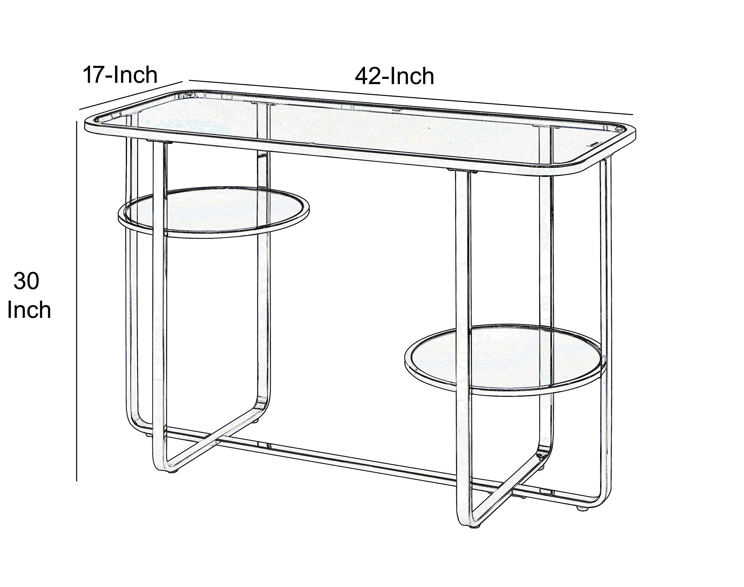 Benjara Contemporary Silver Metal Sofa Table with Clear Glass Top - Perfect for Living Room, Lounge & Home Decor
