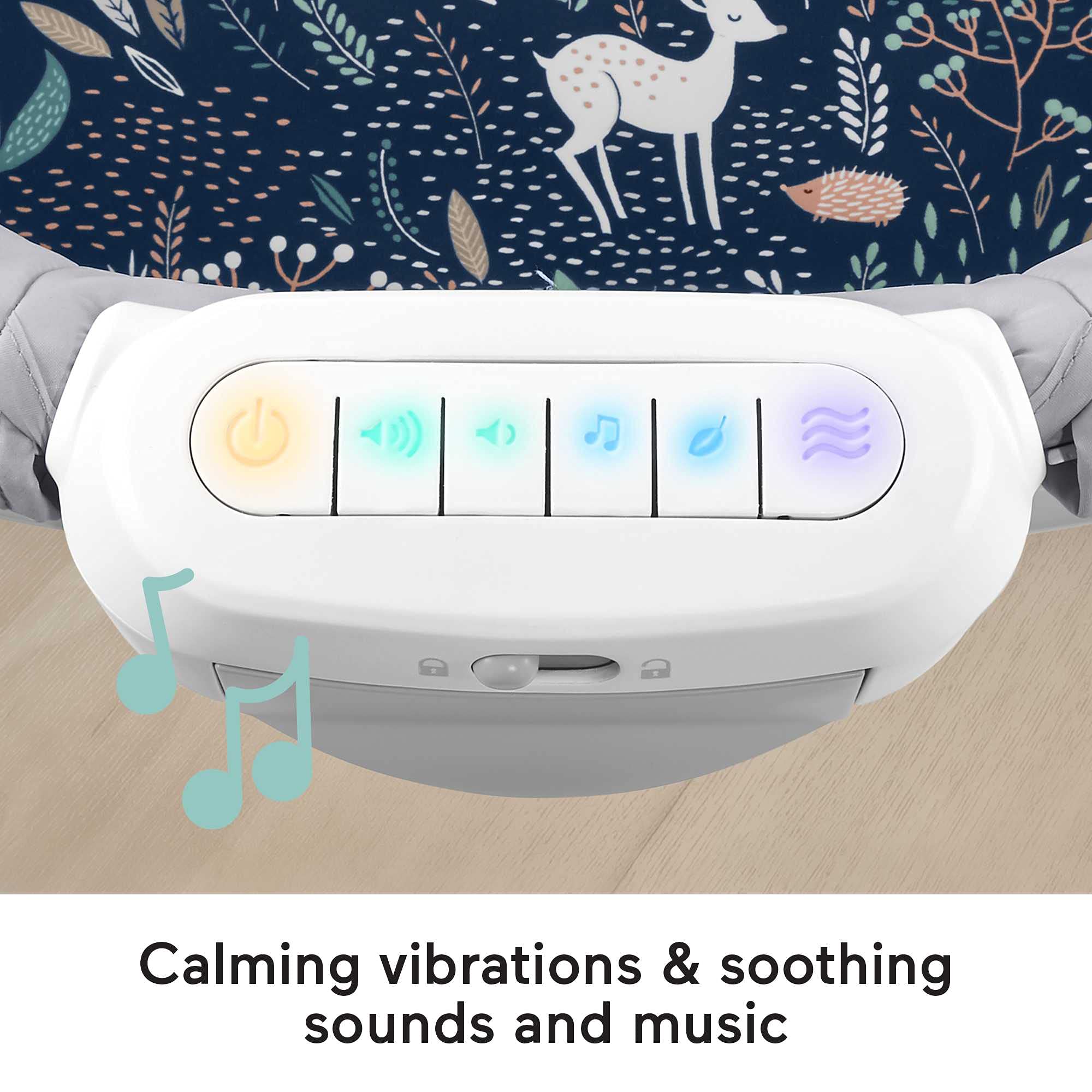 Fisher-Price Portable Baby Crib with Soothing Music & Vibration, Slim Fold Travel Bassinet for Newborns 0+ Months - Moonlight Forest | Perfect for Nursery, Bedroom & On-the-Go Parenting