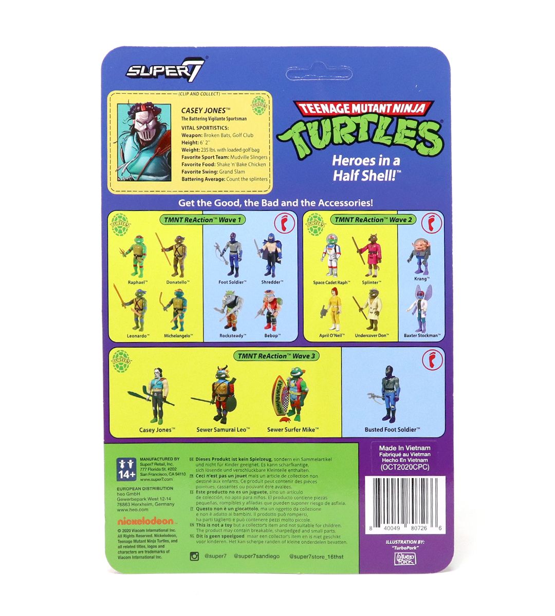 Casey Jones TMNT ReAction Figure - Teenage Mutant Ninja Turtles Collectible Action Figure for Fans & Display - Perfect for Home Decor, Office Display & TMNT Collections