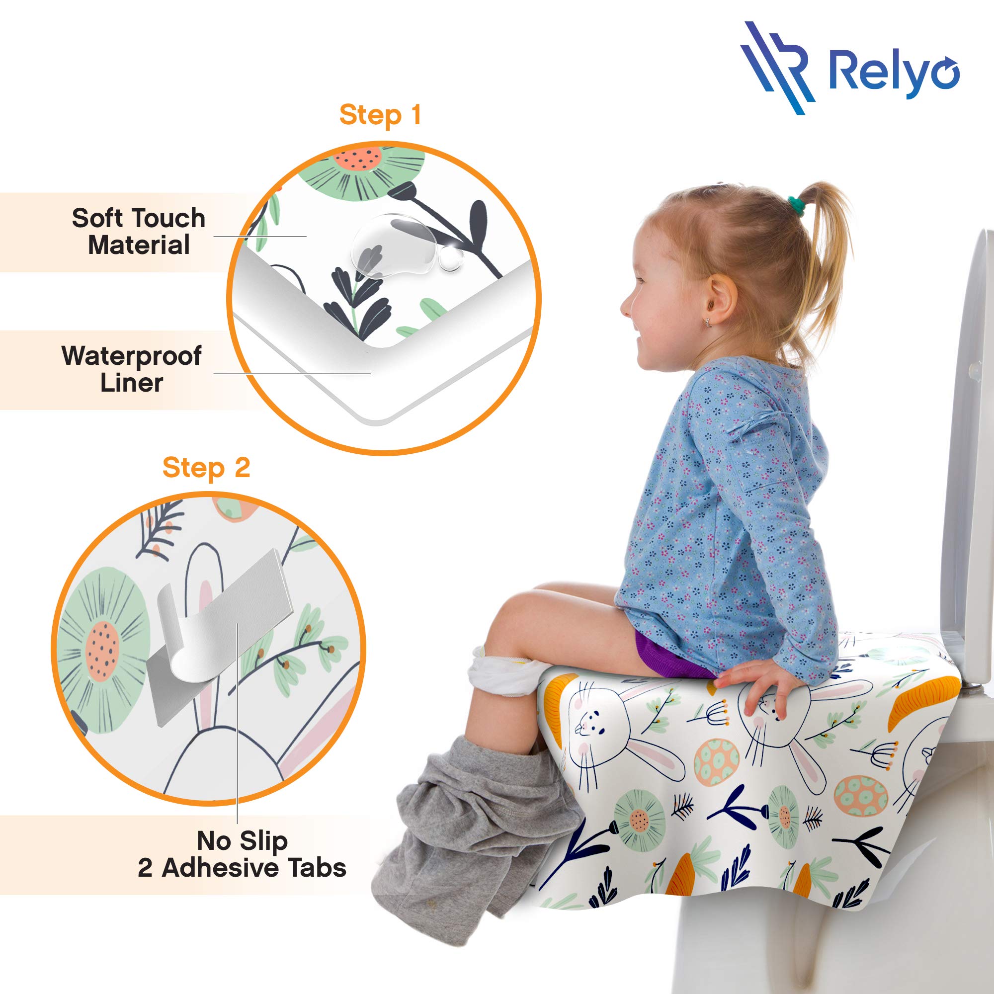 Disposable Toilet Seat Covers 20 Pack - Waterproof, Extra Large for Kids & Adults - Individually Wrapped for Travel & Public Restrooms - Perfect for Potty Training, Camping, Airports & Office Use (Easter Bunny Design)