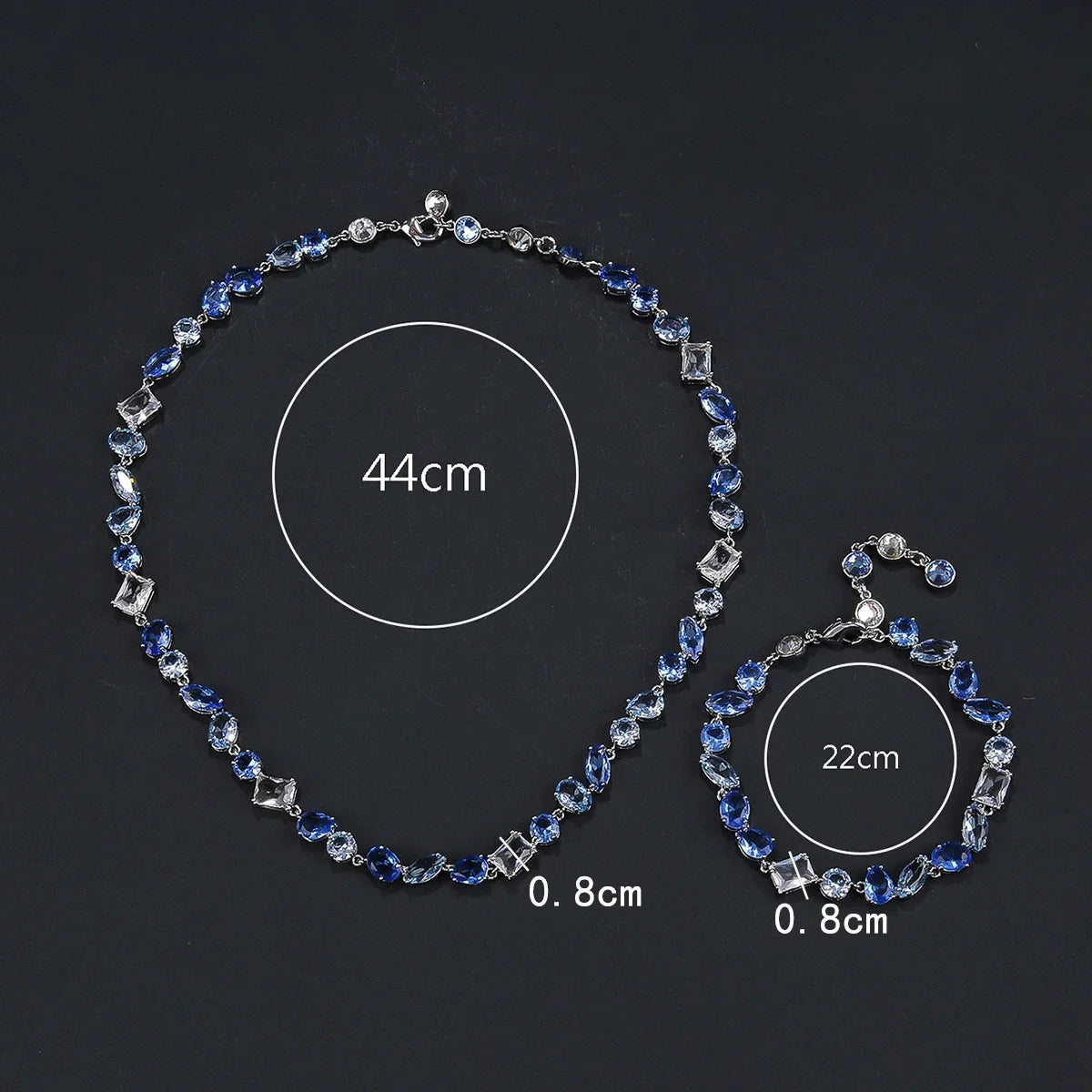 Elegant CZ Blue Cubic Zirconia Jewelry Set for Women - Necklace & Bracelet Combo for Wedding, Party & Special Occasions | Perfect Gift for Her | CN11078