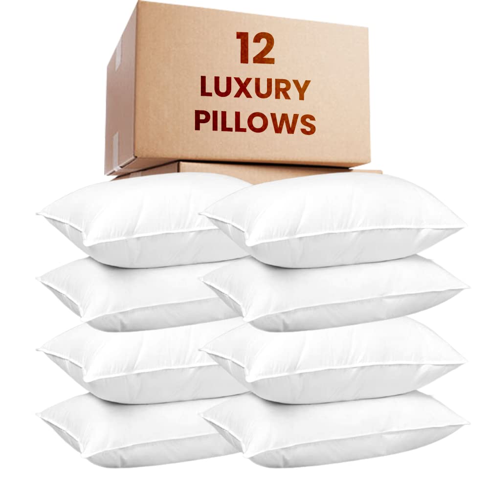 Belem Gel Fiber Hotel Collection 20x28 Inch Queen Size Bulk Pillows - 12 Pack Down Alternative Pillows with 100% Cotton Cover | Ultra Soft Bed Pillows for Hotels, Resorts, Airbnb | Perfect for Guest Rooms, Luxury Accommodations and Home Use