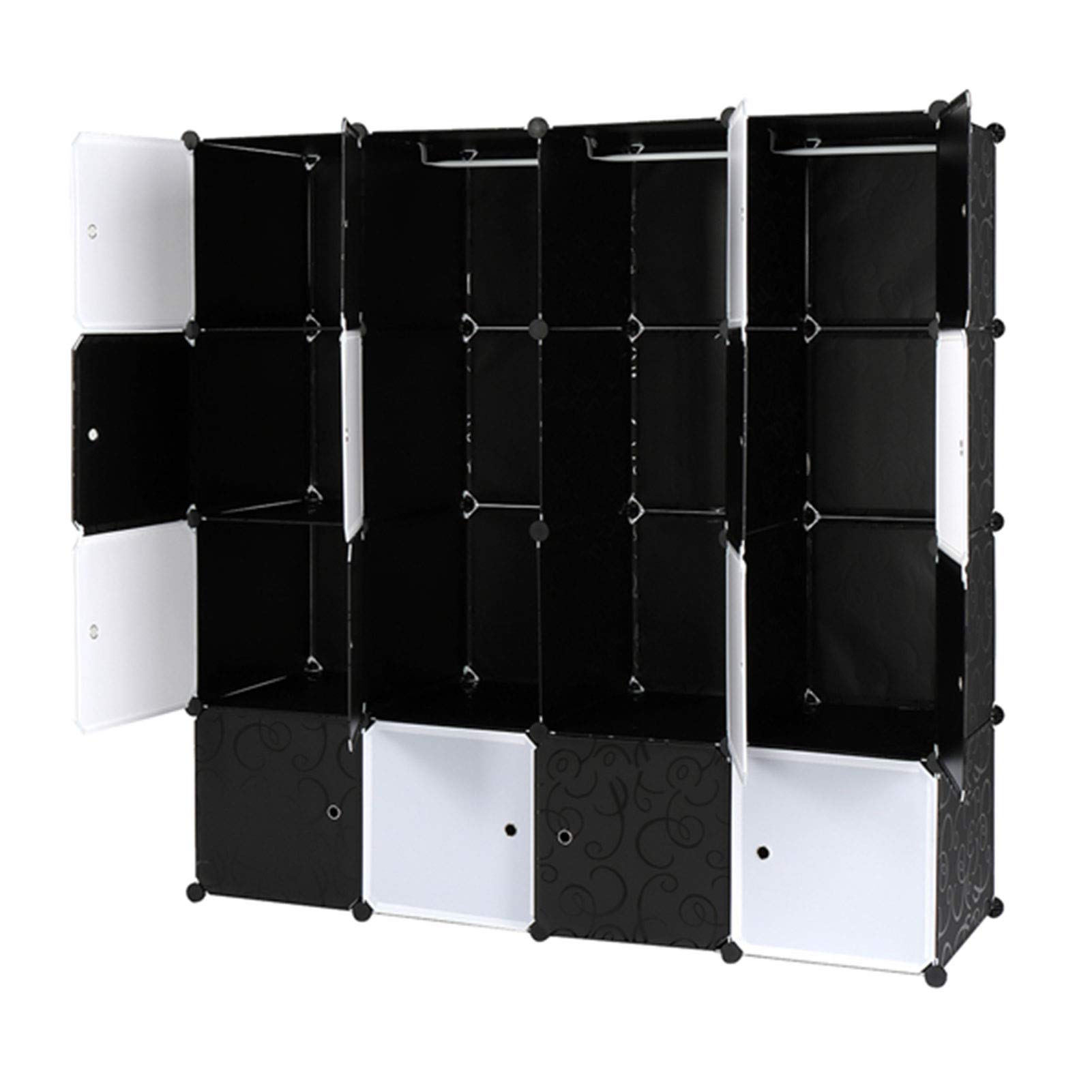 DWLOMHE 16-Cube Portable Wardrobe Closet Organizer - Modular Hanging Clothes Storage Cabinet with Shelves for Bedroom, Closet & Small Spaces - Space Saving Wardrobe Armoire for Home & Dorm Organization