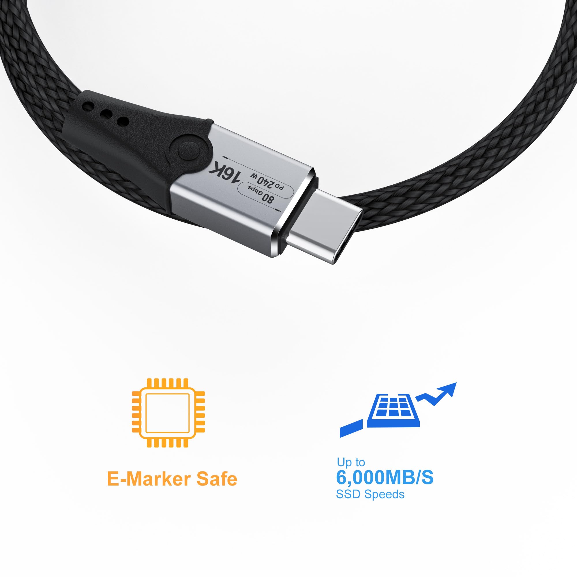 80Gbps USB C to USB C Cable 6.6ft - Thunderbolt 5/4/3 Compatible, 240W Fast Charging & 16K/Dual 8K Video - High-Speed Data Transfer for MacBook Pro, Dell XPS, iPad Pro - Perfect for Gaming, 4K Editing & Multi-Monitor Setup