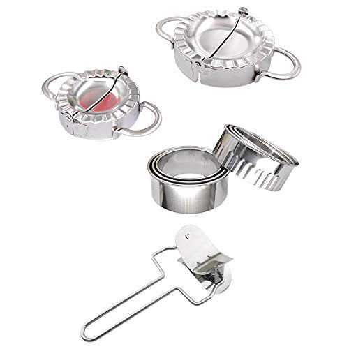 AGOOBO 11-Piece Dumpling Maker Kit - Stainless Steel Dumpling Press Mold, Dough Roller, Filling Spoon - Perfect for Homemade Chinese Dumplings, Pies, Ravioli & Empanadas - Great for Family Cooking & Asian Cuisine Lovers