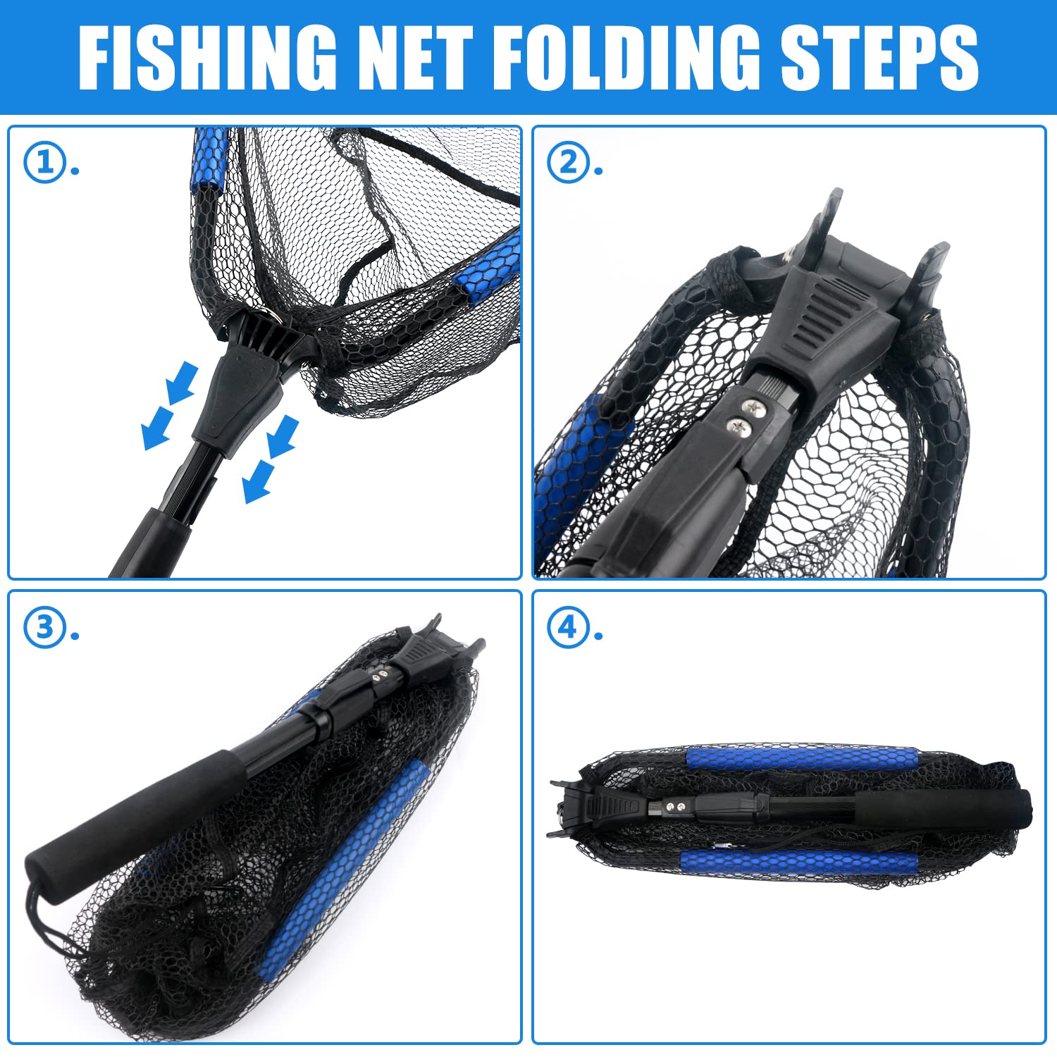 Foldable Telescopic Fishing Net with 7
