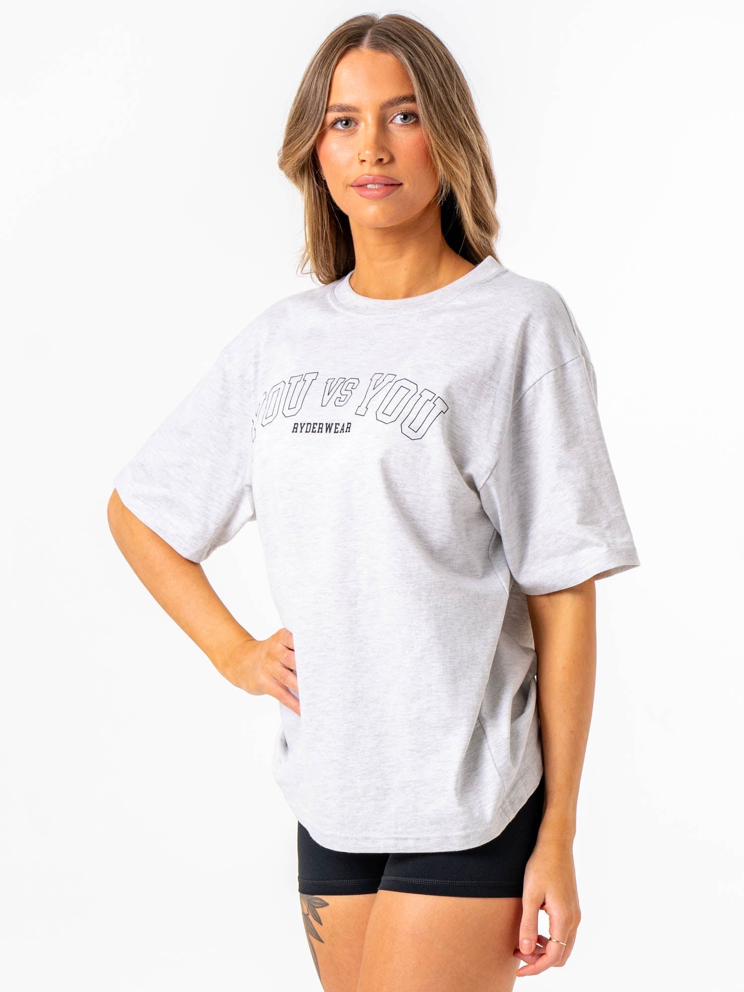 You vs You Oversized T-Shirt - Trendy Snow Marl Graphic Tee for Men & Women | Casual Streetwear, Gym Workout, Lounge Comfort