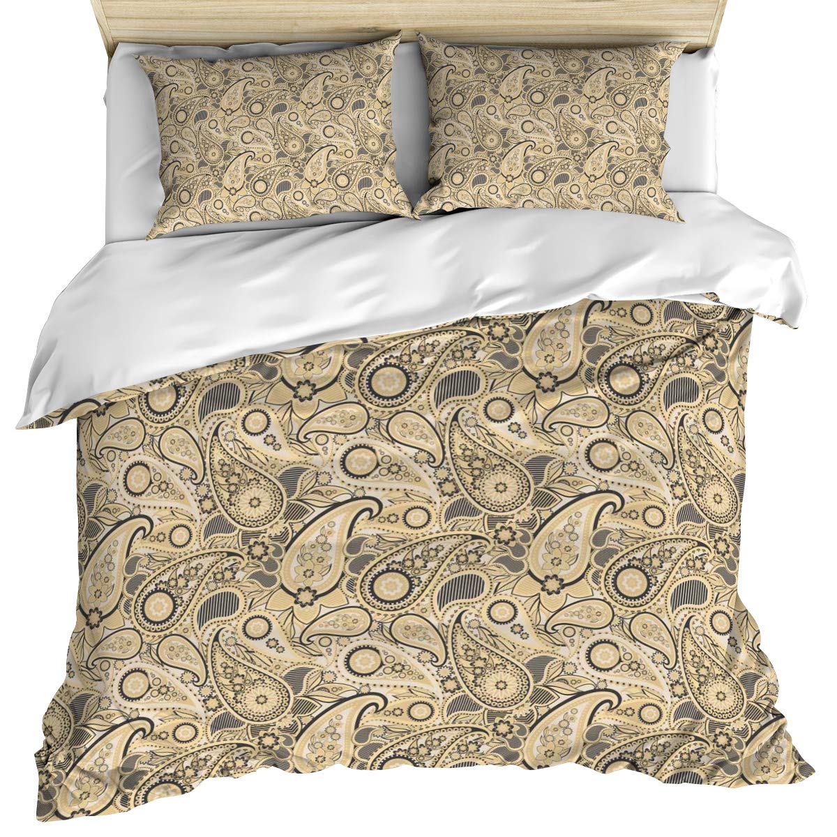 Crystal Emotion 3-Piece Vintage Paisley Floral Bedding Set - California King Size Duvet Cover + Pillow Shams | Ultra Soft, Breathable Microfiber All-Season Comforter Cover | Perfect for Master Bedroom, Guest Room & Cozy Home Decor