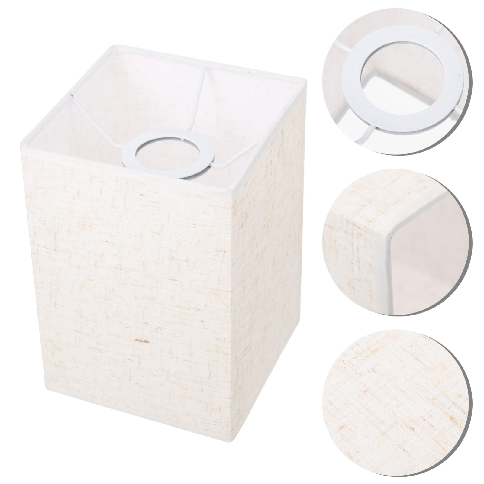 ARTIBETTER White Linen Rectangular Lamp Shade - Clip-On Light Cover Replacement for Floor, Table & Wall Lamps - Breathable Natural Fabric Lampshade in Beige & White | Perfect for Living Room, Bedroom & Office Lighting Decor