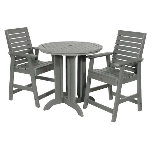 Weather-Resistant 3-Piece Round Counter Height Outdoor Dining Set - Perfect for Patio, Deck, and Backyard Gatherings
