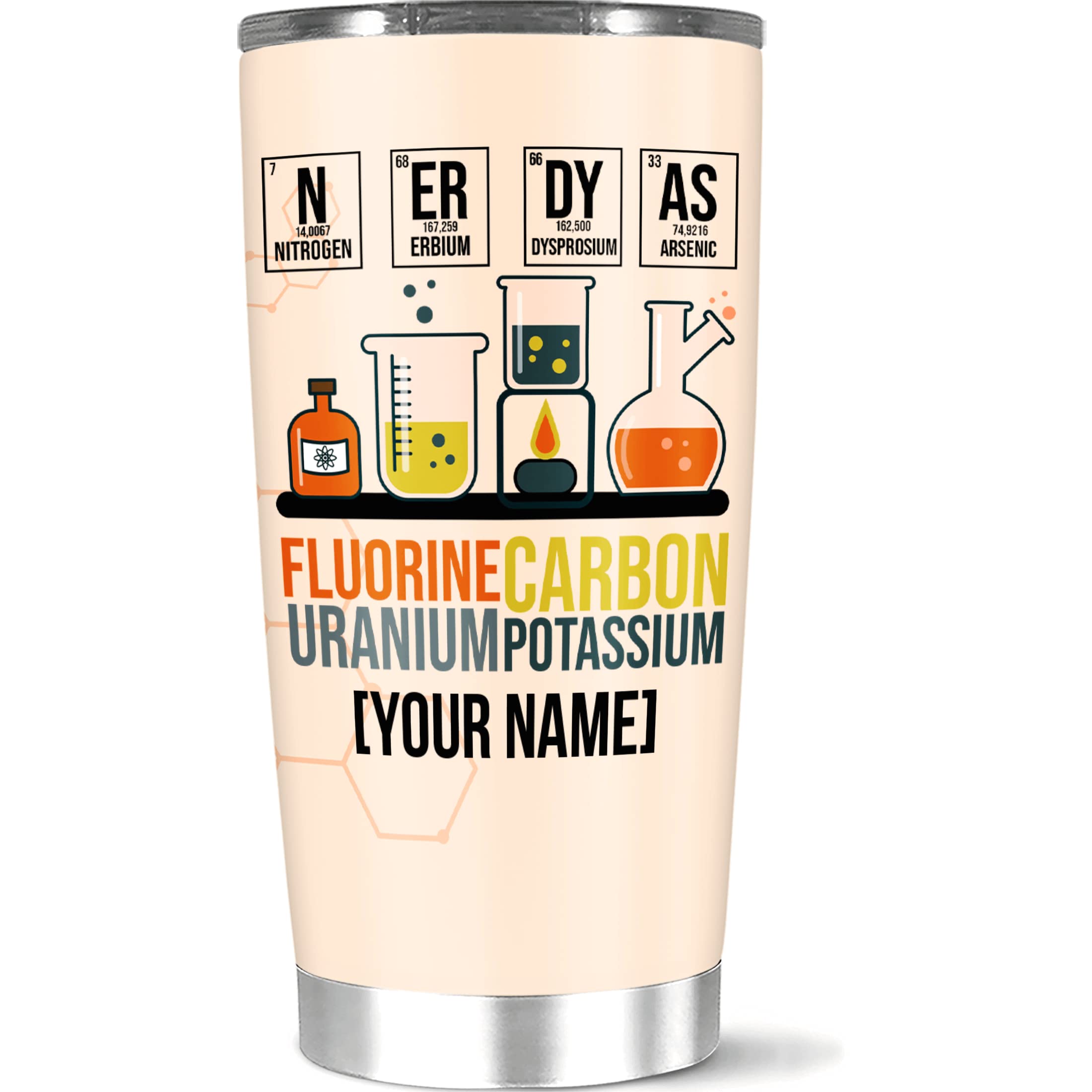 **Custom Name Science Tumbler - 20oz & 30oz Stainless Steel Insulated Coffee Mug for Men, Women & Kids - Funny Chemistry Themed Gift for Birthday, Christmas, Holidays - Perfect for Office, School, Camping, Travel - Great Gift for Science Enthusiasts & STEM Lovers - Ideal for Coffee, Tea, Hot & Cold Drinks at Work, Home or Outdoors - Best for Science Teachers, Students, Lab Workers & Outdoor Lovers - Use at Work, School, Picnics, Hiking & Daily Commute**