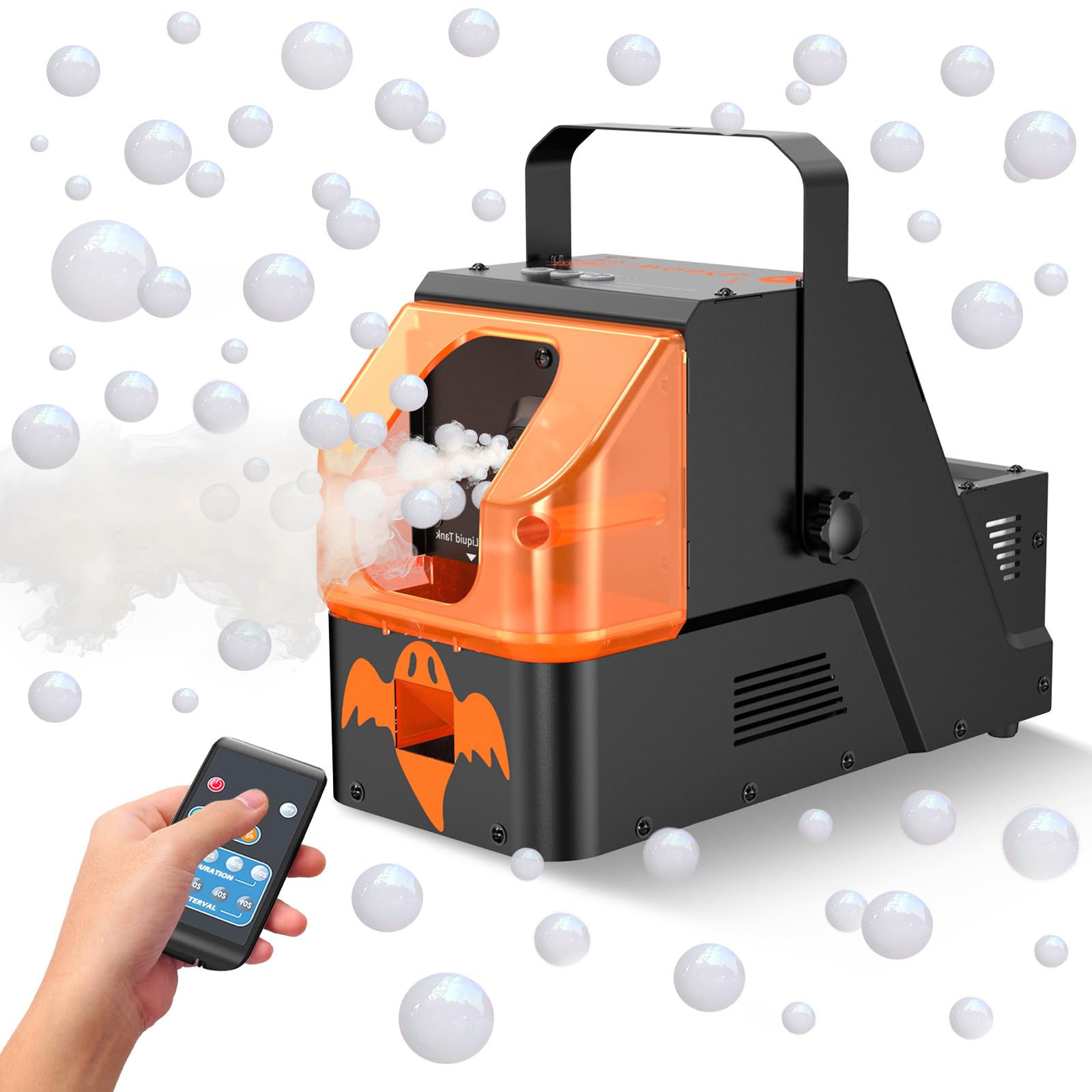 400W Fog Bubble Machine with Remote Control - Indoor/Outdoor Smoke & Bubble Combo for Halloween, Christmas, Parties, Weddings, Birthdays & Photography | Professional-Grade Fogger for Stage Shows & Events