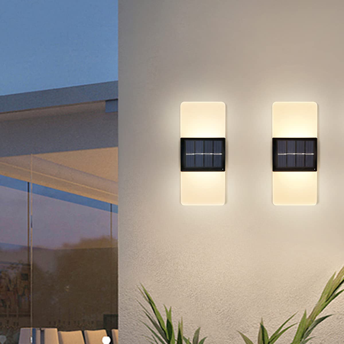 Solar LED Wall Light - IP65 Waterproof Outdoor Garden Lamp, Up/Down Lighting for Courtyard, Backyard, Stairs & Pathways - Durable Acrylic Landscape Lighting for Home Safety & Decoration