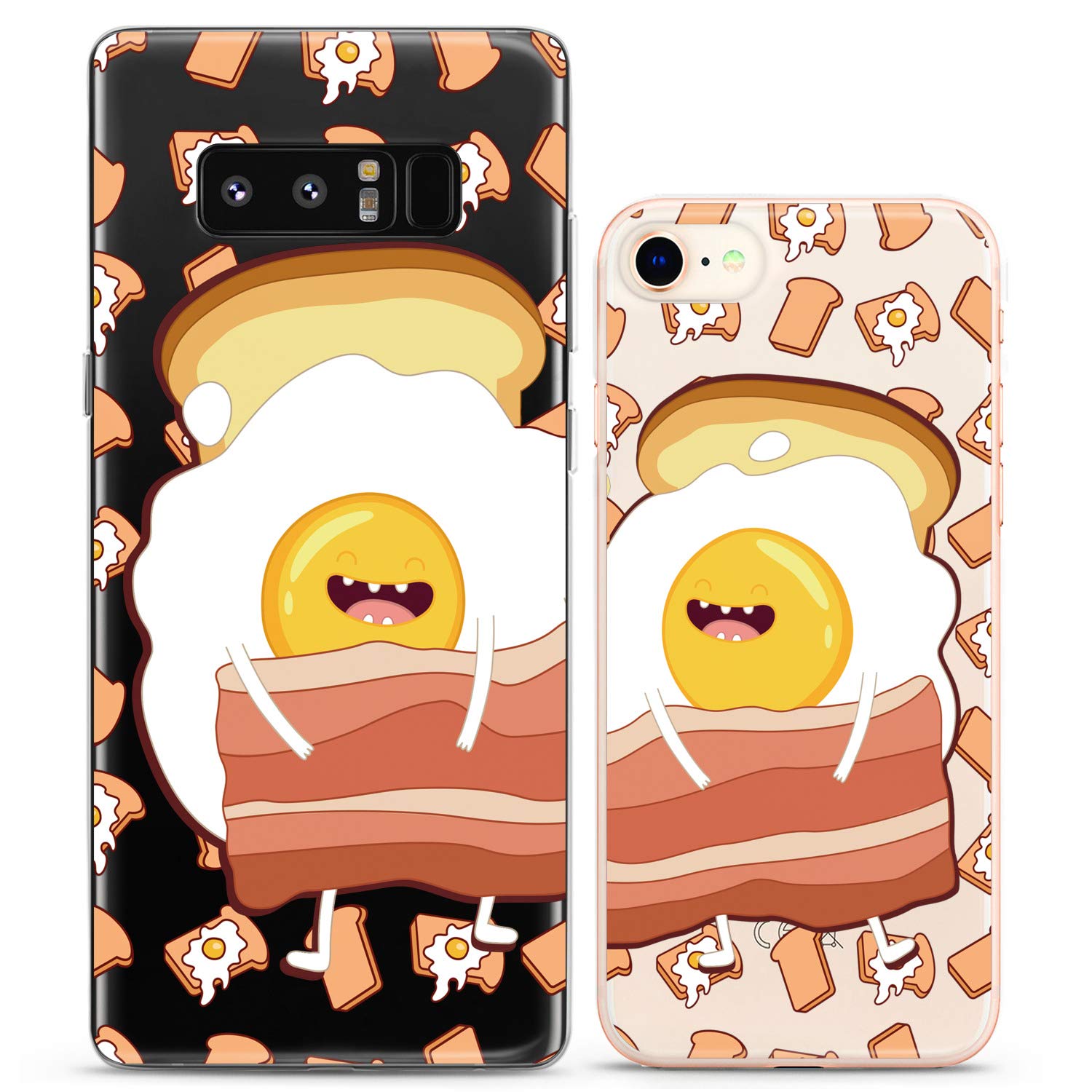 Matching Couple Phone Cases for iPhone 16/15/14/13/12/11 Pro Max/Mini/XS/X/8 Plus/7/Xr/SE - Cute Gudetama Silicone Cover Set - Perfect Gift for Couples, Best Friends & Siblings - Funny Bacon & Egg Design for Everyday Use & Special Occasions