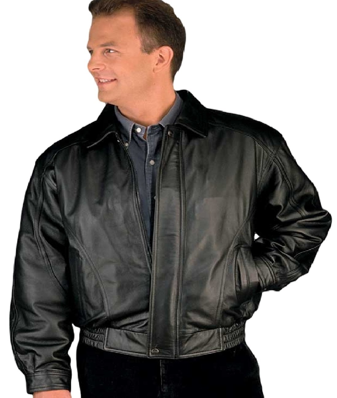 REED Men's American Style Bomber Jacket - Genuine Leather, Classic Aviator Coat for Casual Wear & Outdoor Adventures