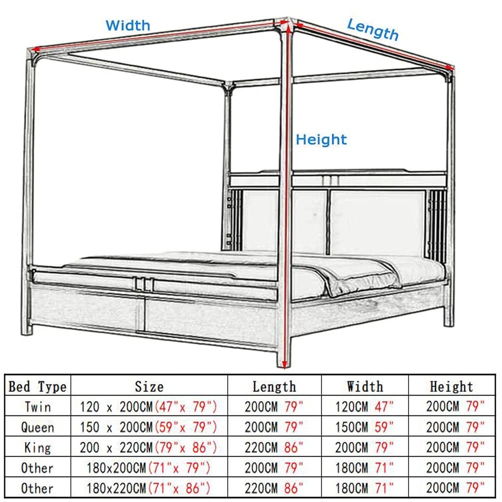 360° Full Coverage 4 Corner Post Bed Canopy with Mosquito Net - Dustproof & Blackout Bed Curtain for Single/Double Beds - Includes Metal Stand & Zipper - Perfect for Bedroom Privacy, Allergy Protection & Romantic Decor