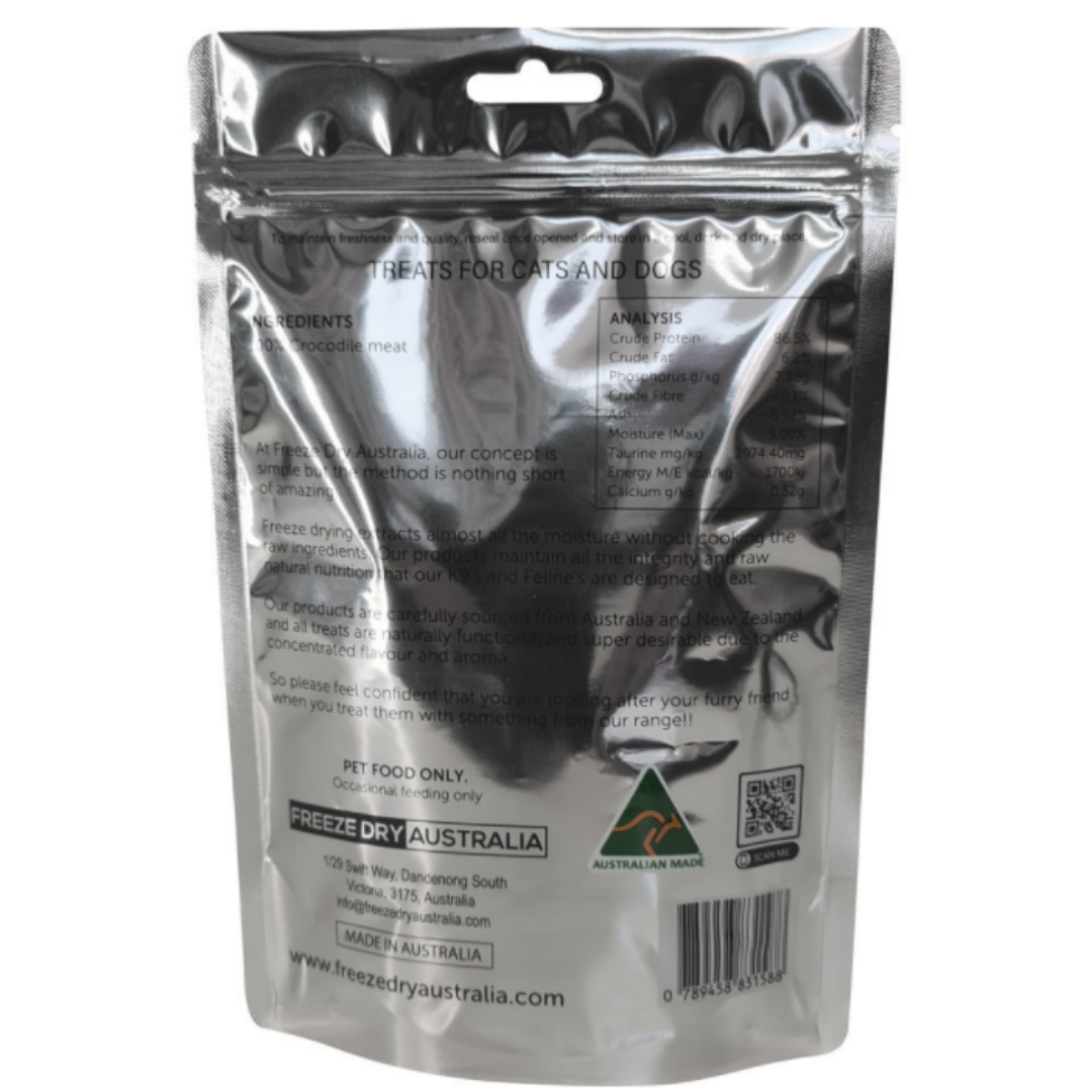 Freeze Dried Australian Crocodile Bites Dog & Cat Treats - 70g Natural Protein Snacks for Pets - Perfect for Training Rewards and Dental Health