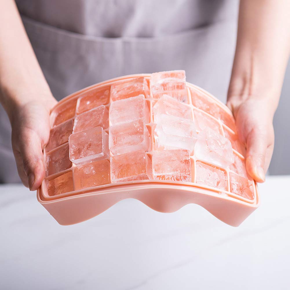 Premium Silicone Ice Cube Trays with Lids - BPA Free, Flexible & Stackable for Whiskey, Cocktails & Beverages - Perfect for Home Bars, Parties & Kitchen Use - Pink