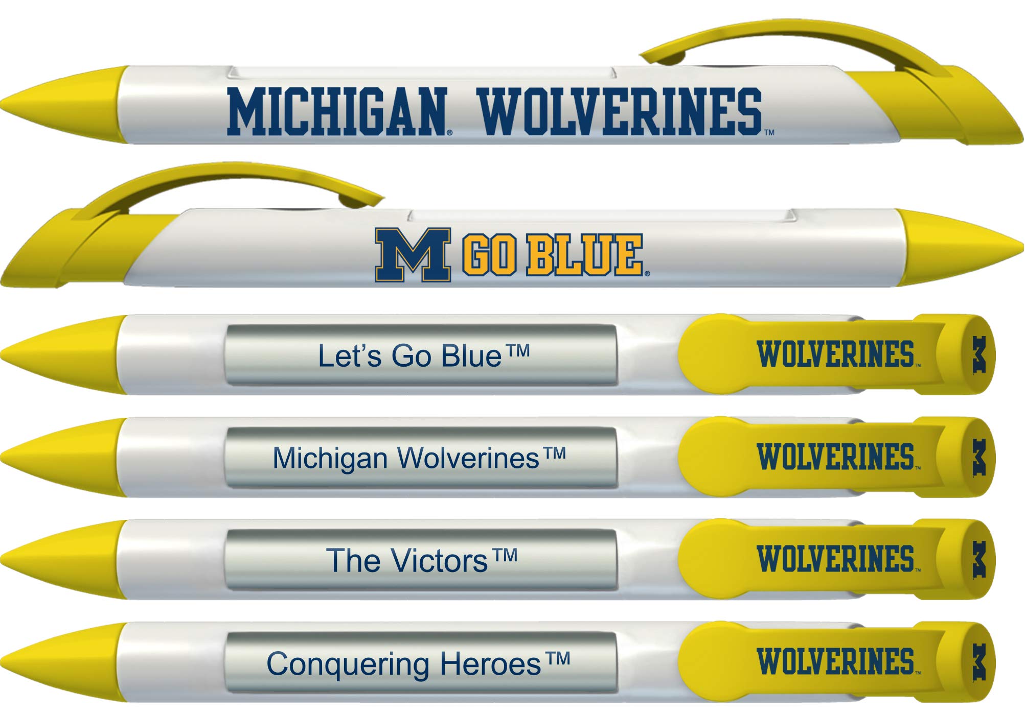 Official University of Michigan Wolverines Rotating Message Pens - 4 Pack Collegiate Gift Set (8010) - Perfect for Graduation Gifts, School Spirit Events & Alumni Souvenirs