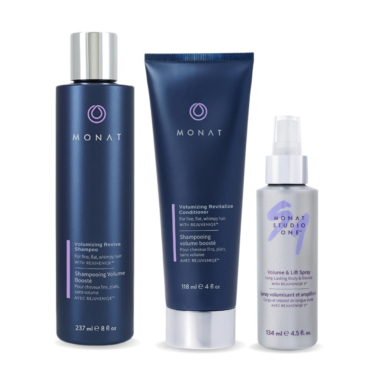MONAT Revive Volumizing Hair Care System - Volumizing Shampoo, Conditioner & Lift Spray Set for Fine, Flat Hair | Adds Body & Volume for Everyday Styling