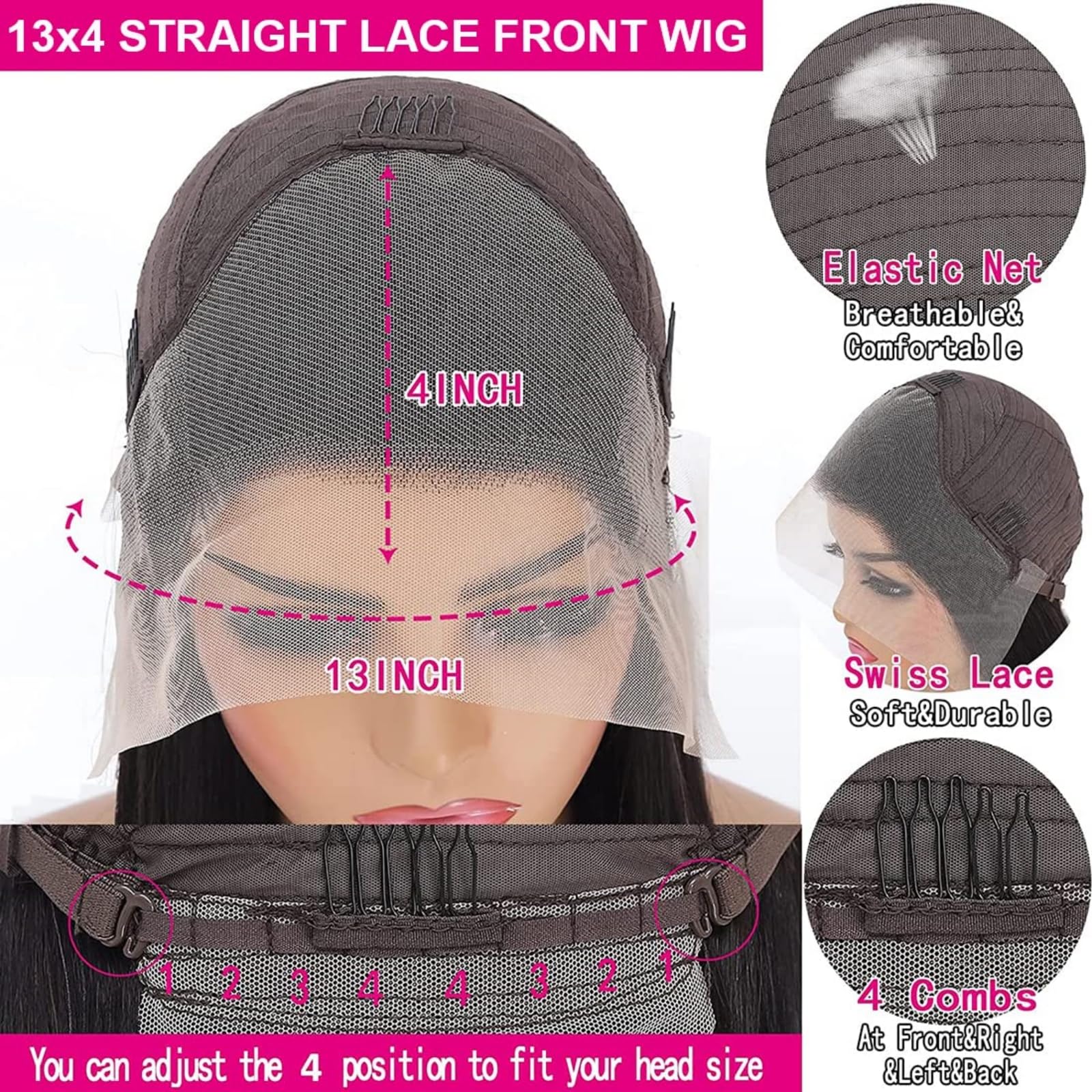 13x4 HD Lace Front Wig Human Hair - Brazilian Virgin Hair, Pre-Plucked with Baby Hair, 150% Density Straight Glueless Lace Closure Wig for Black Women (26 Inch) - Perfect for Daily Wear, Parties, and Special Occasions