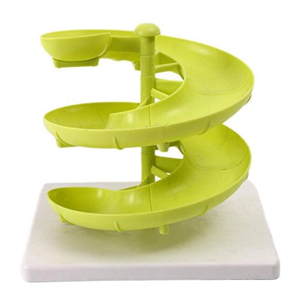 Green Spiral Egg & Fruit Display Dispenser - Kitchen Counter Storage Rack with Drainboard, Space-Saving Dish Drainer for Dining & Bar Accessories, Perfect for Small Kitchen Organization