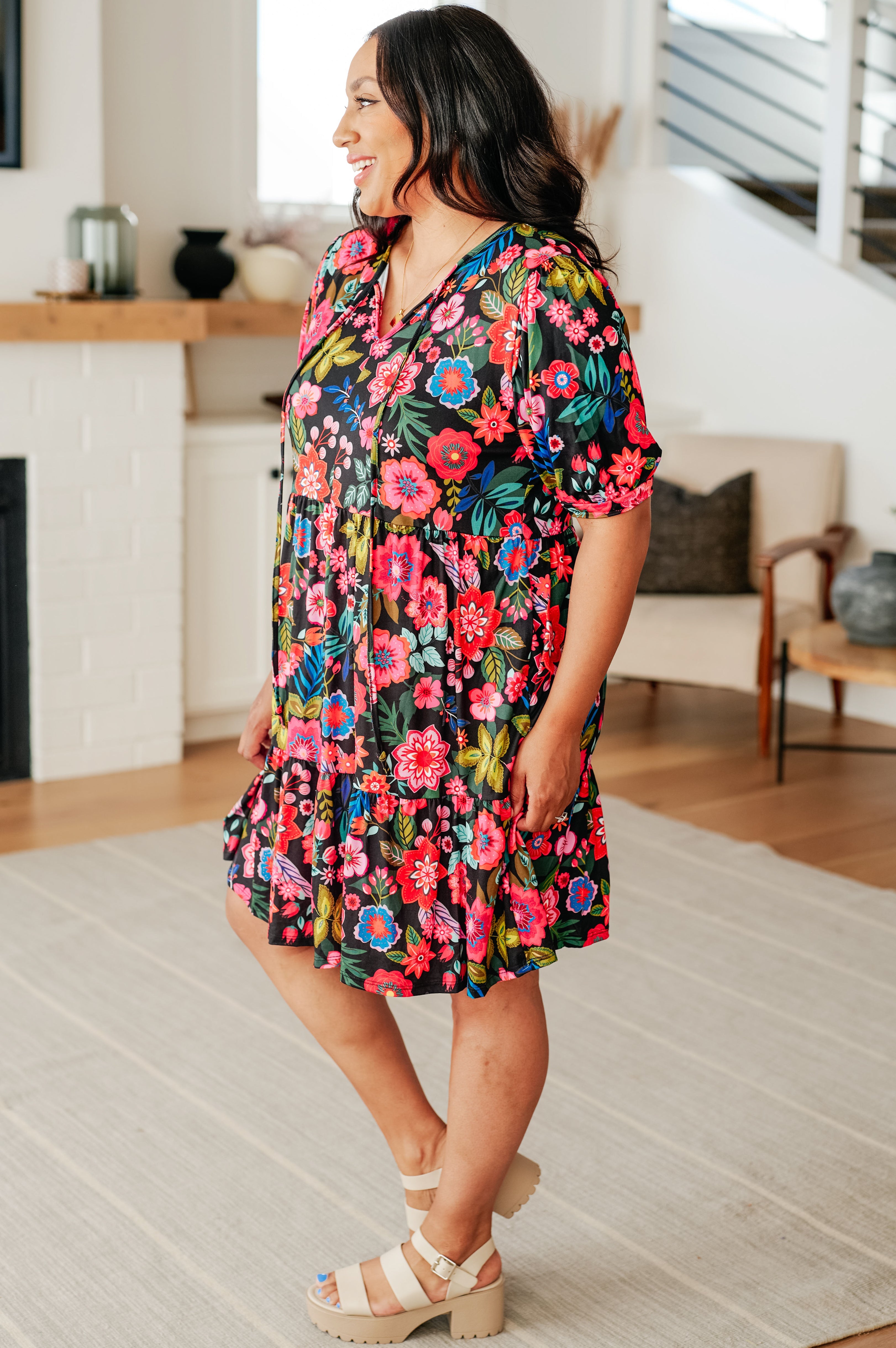 Floral Print Dress for Women - Elegant Summer Dress with V-Neck & Flowy Skirt | Perfect for Weddings, Parties & Casual Outings