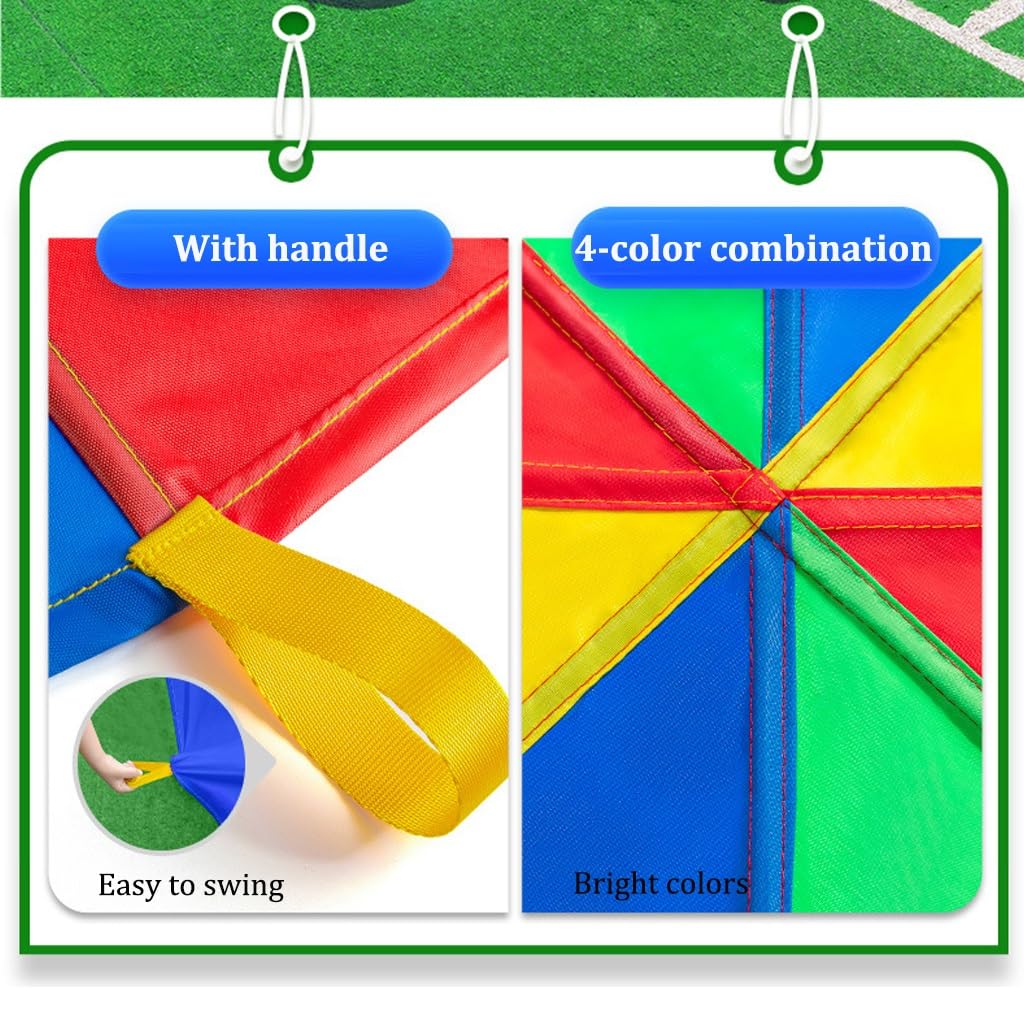 Rainbow Outdoor Parachute for Kids & Adults - 9m/29ft Team Building Games, Carnival Activities, Field Day Fun - Perfect for Backyard Birthday Parties, School Events & Group Play
