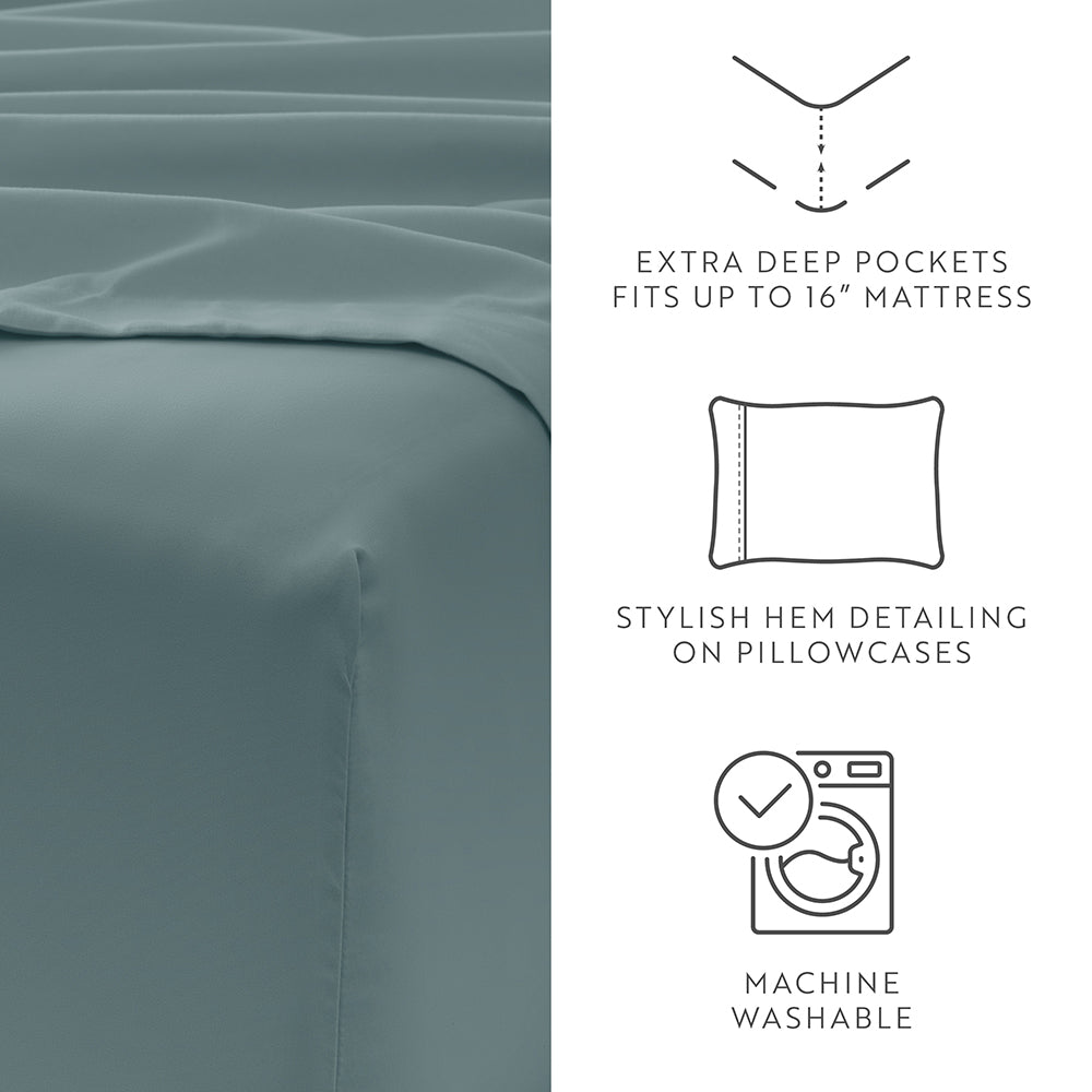 6-Piece Luxury Cotton Bed Sheet Set - Soft & Breathable for Ultimate Comfort - Perfect for Master Bedroom, Guest Room, or Dorm Use